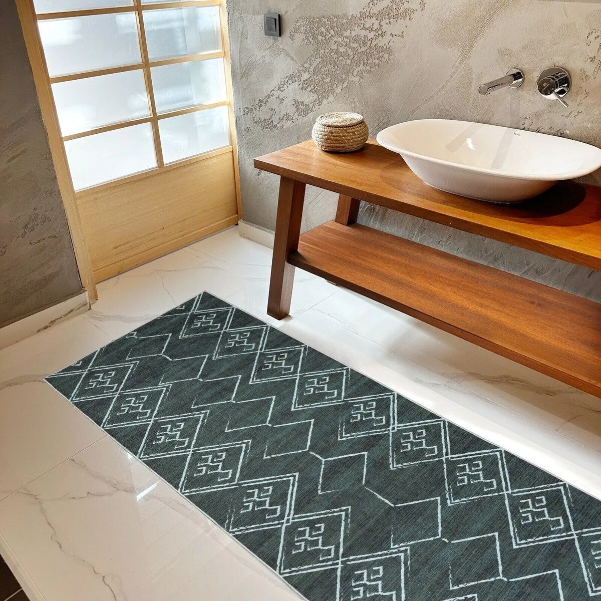 Machine Washable-Eco-Friendly Area Rug With Non-Slip Backing Aspen Tribal Moroccan Bohemian Design