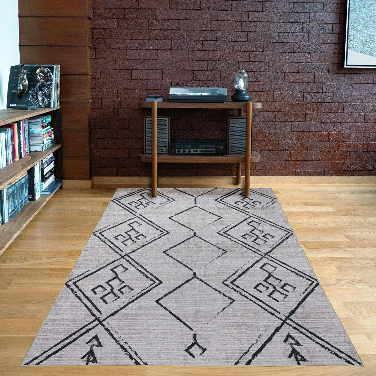 Machine Washable-Eco-Friendly Area Rug With Non-Slip Backing Aspen Tribal Moroccan Bohemian Design