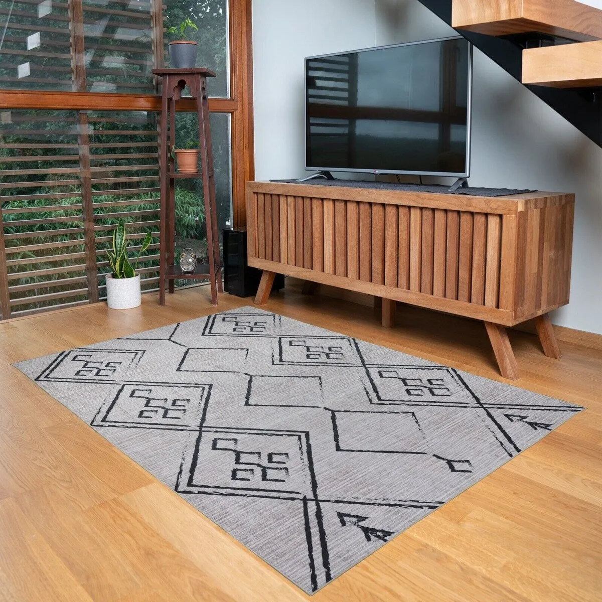 Machine Washable-Eco-Friendly Area Rug With Non-Slip Backing Aspen Tribal Moroccan Bohemian Design