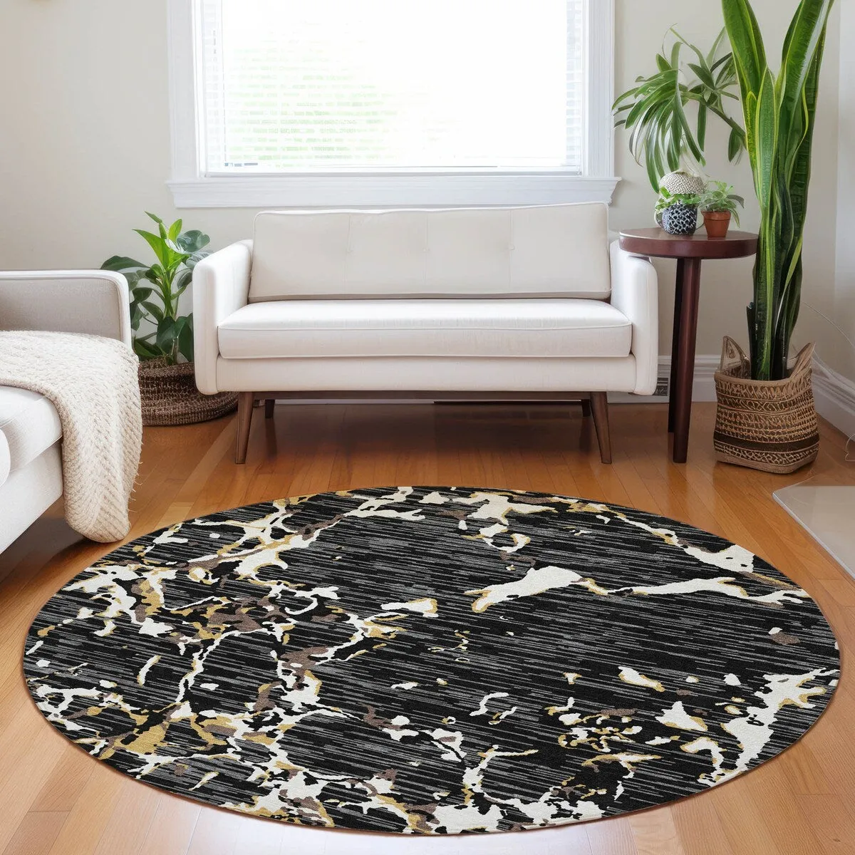 Machine Washable Indoor/ Outdoor Abstract Camo Chantille Rug