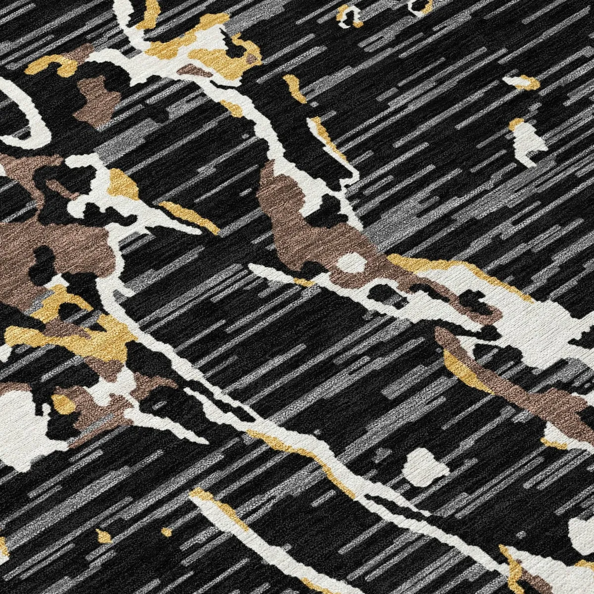 Machine Washable Indoor/ Outdoor Abstract Camo Chantille Rug