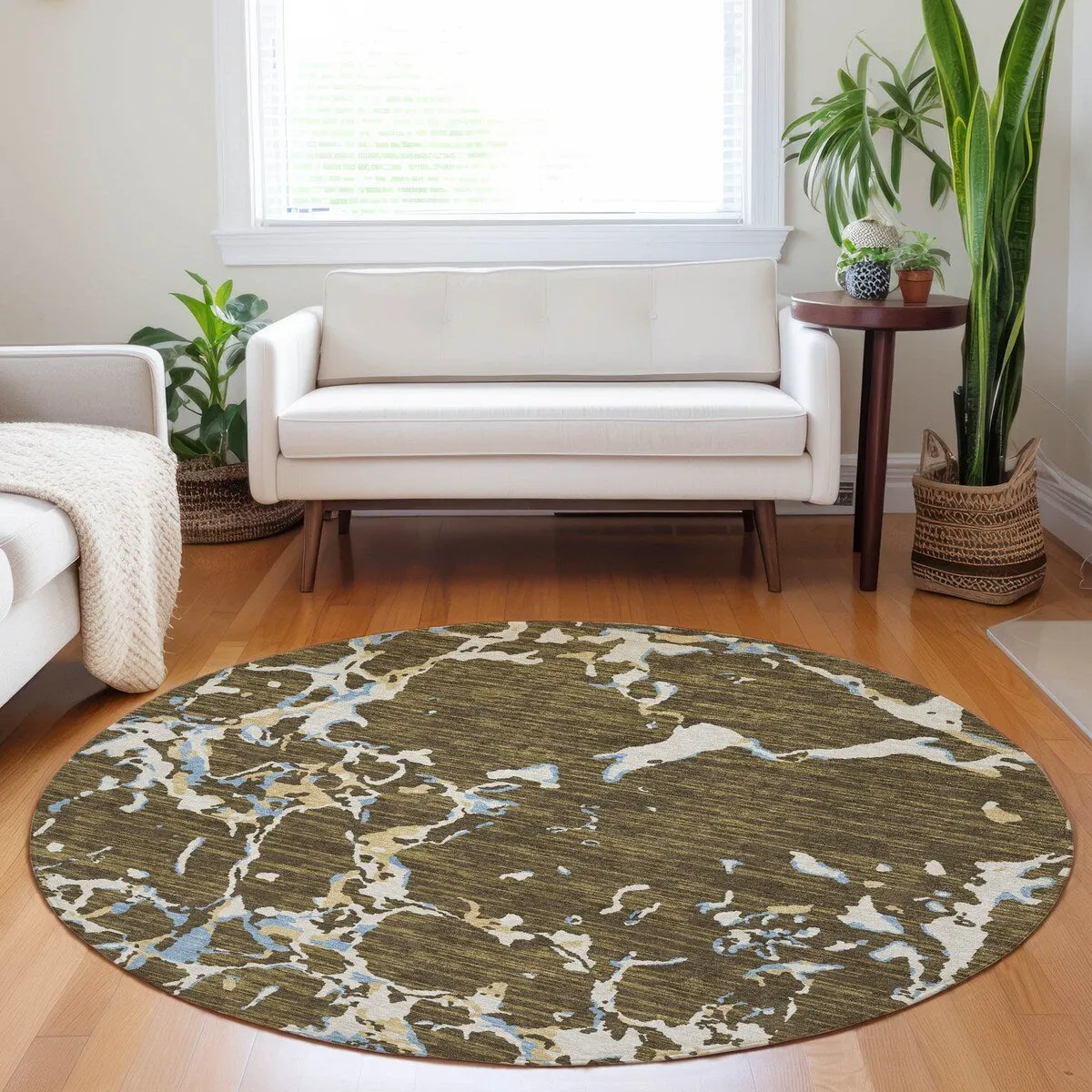 Machine Washable Indoor/ Outdoor Abstract Camo Chantille Rug