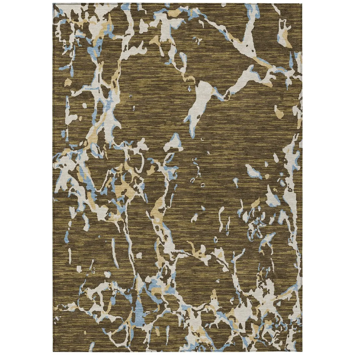 Machine Washable Indoor/ Outdoor Abstract Camo Chantille Rug