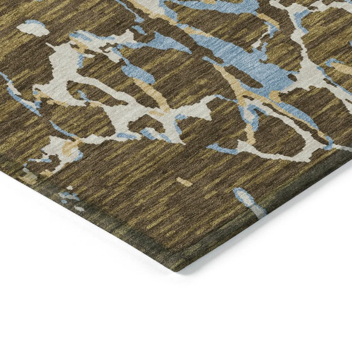 Machine Washable Indoor/ Outdoor Abstract Camo Chantille Rug
