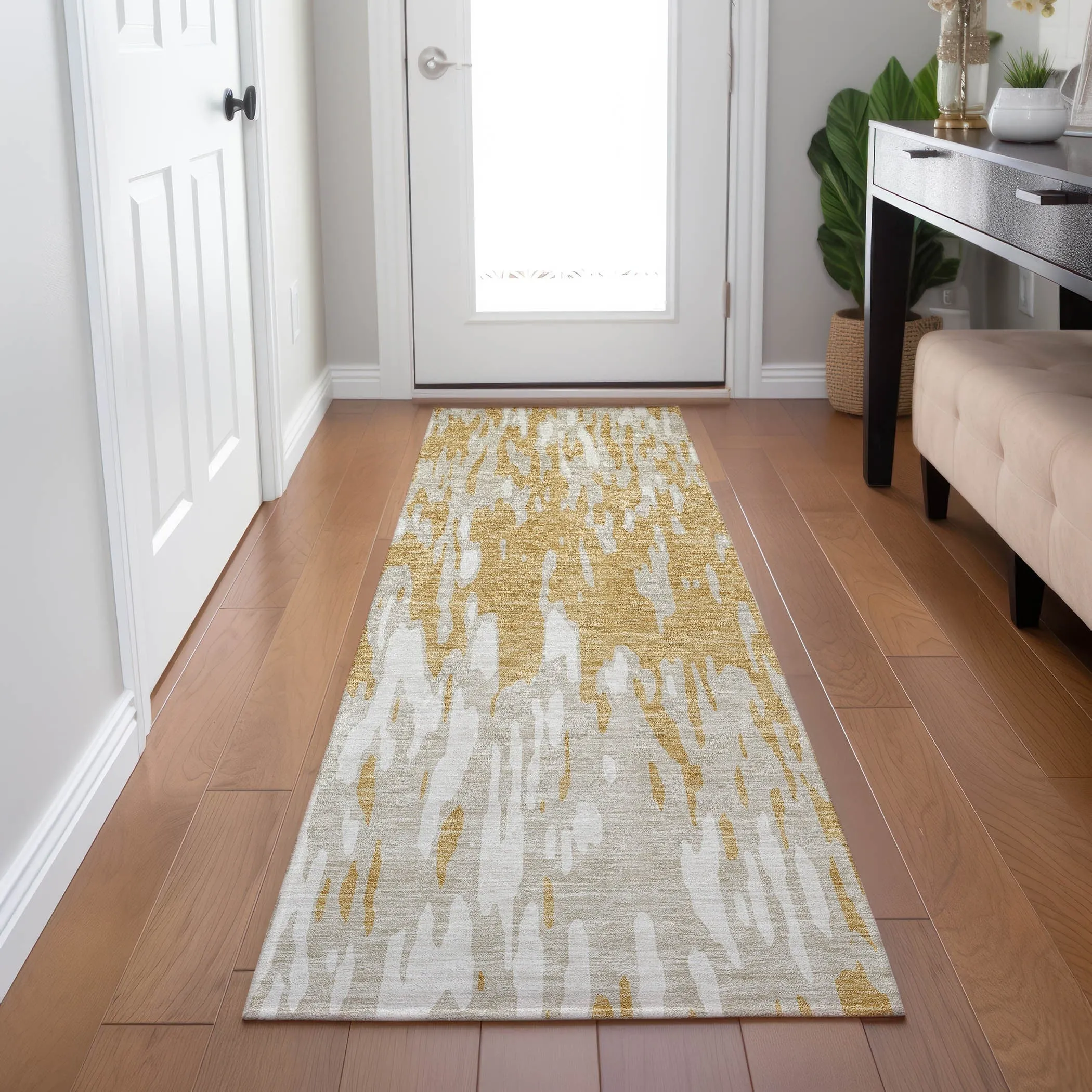 Machine Washable Indoor/ Outdoor Abstract Chantille Rug