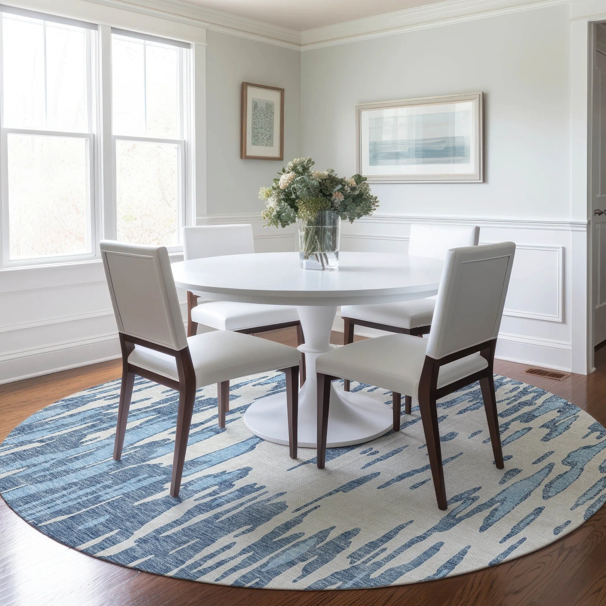Machine Washable Indoor/ Outdoor Abstract Chantille Rug