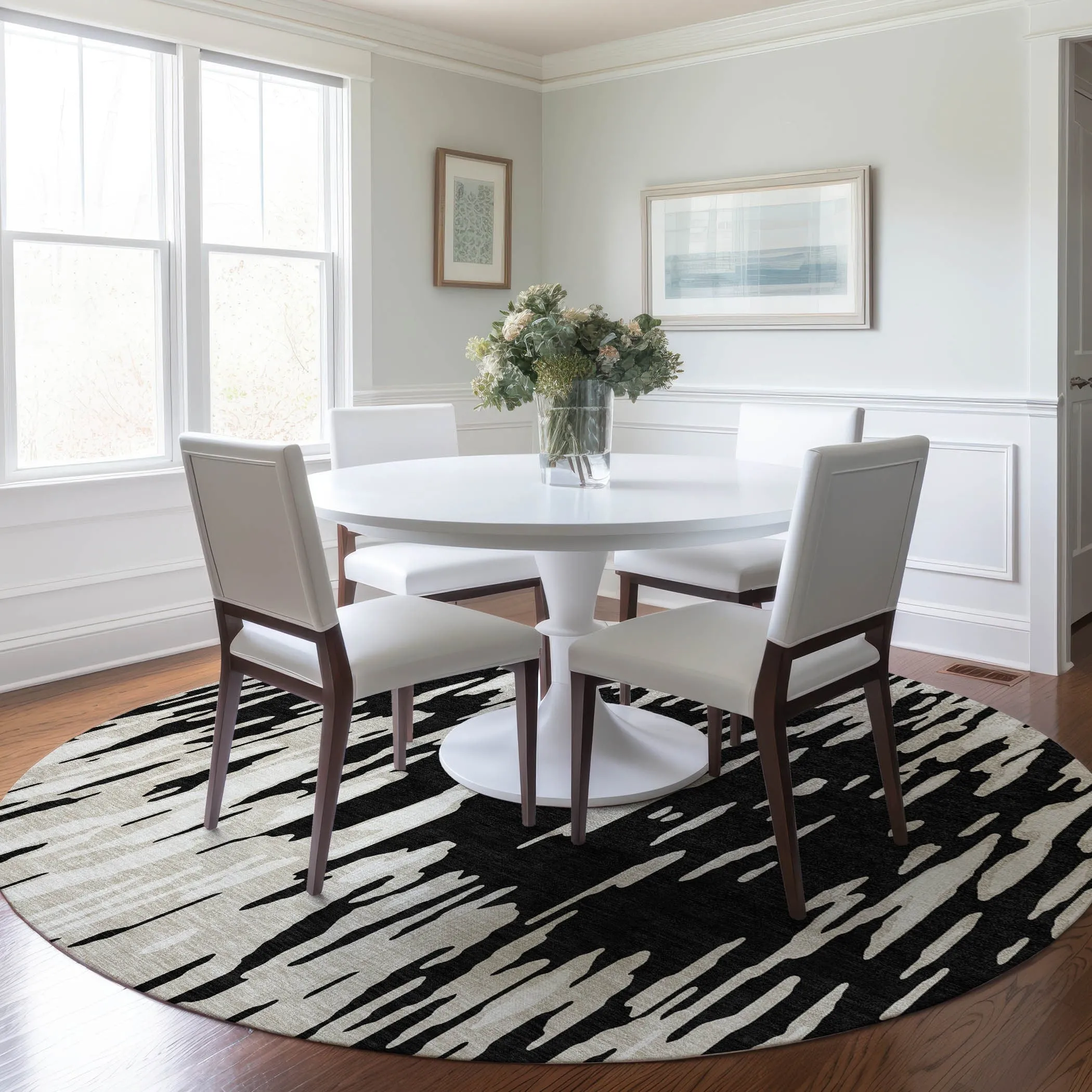 Machine Washable Indoor/ Outdoor Abstract Chantille Rug