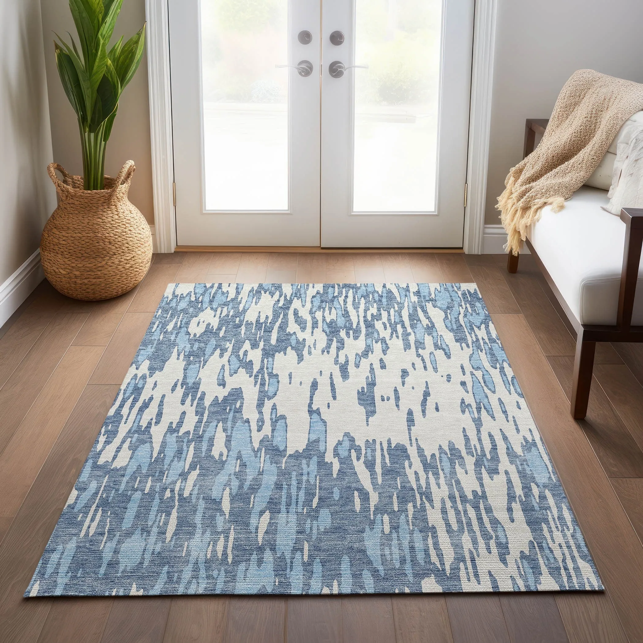 Machine Washable Indoor/ Outdoor Abstract Chantille Rug