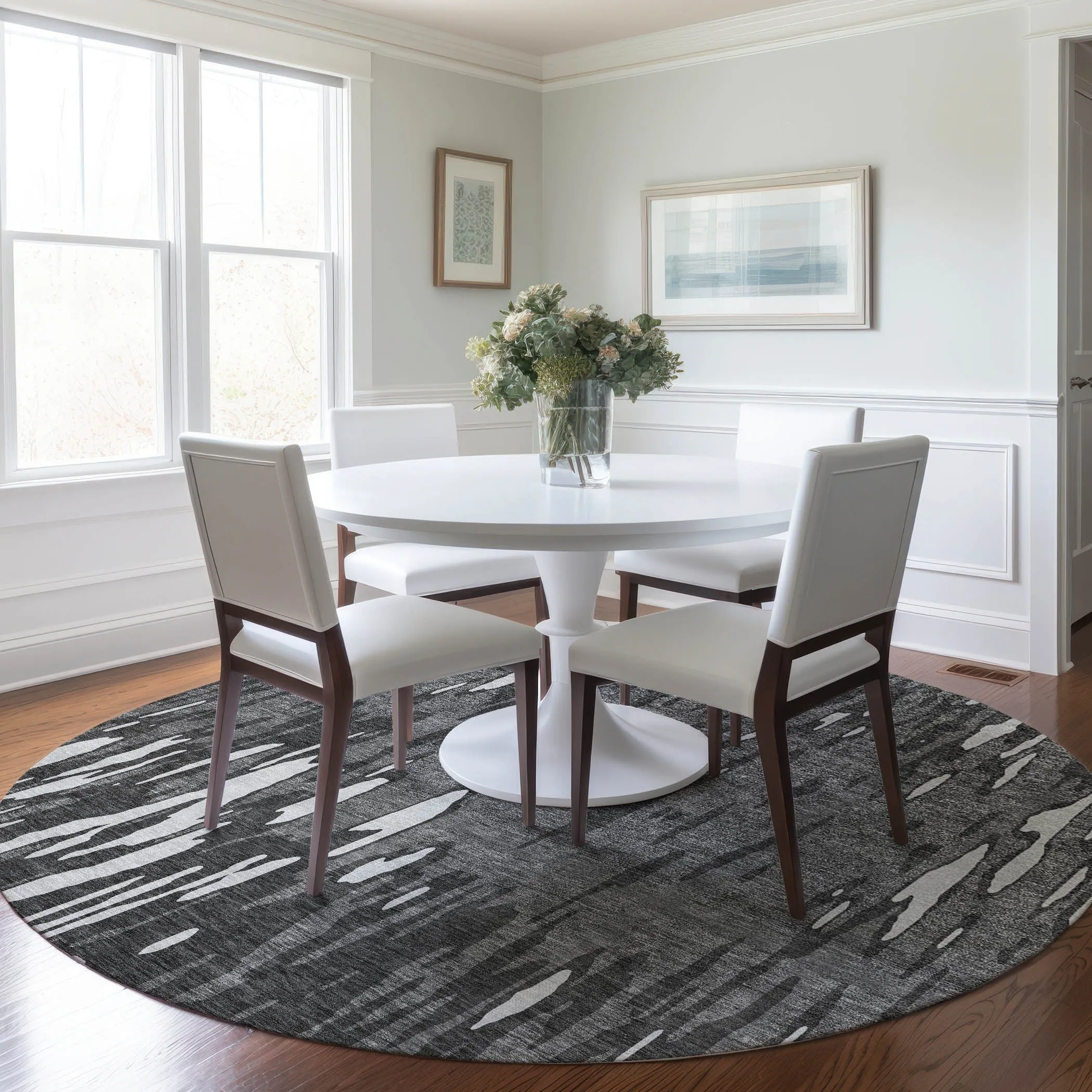 Machine Washable Indoor/ Outdoor Abstract Chantille Rug