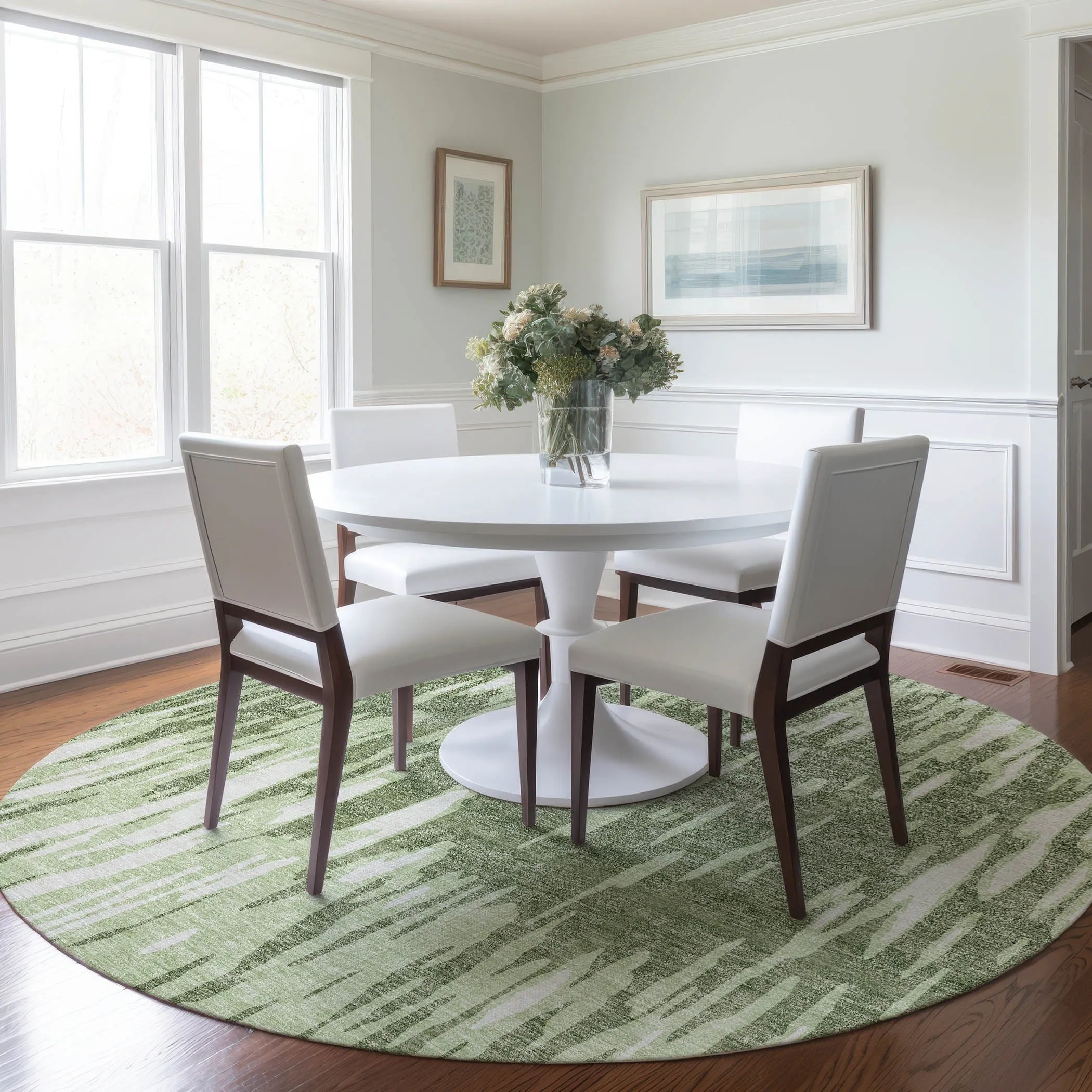 Machine Washable Indoor/ Outdoor Abstract Chantille Rug