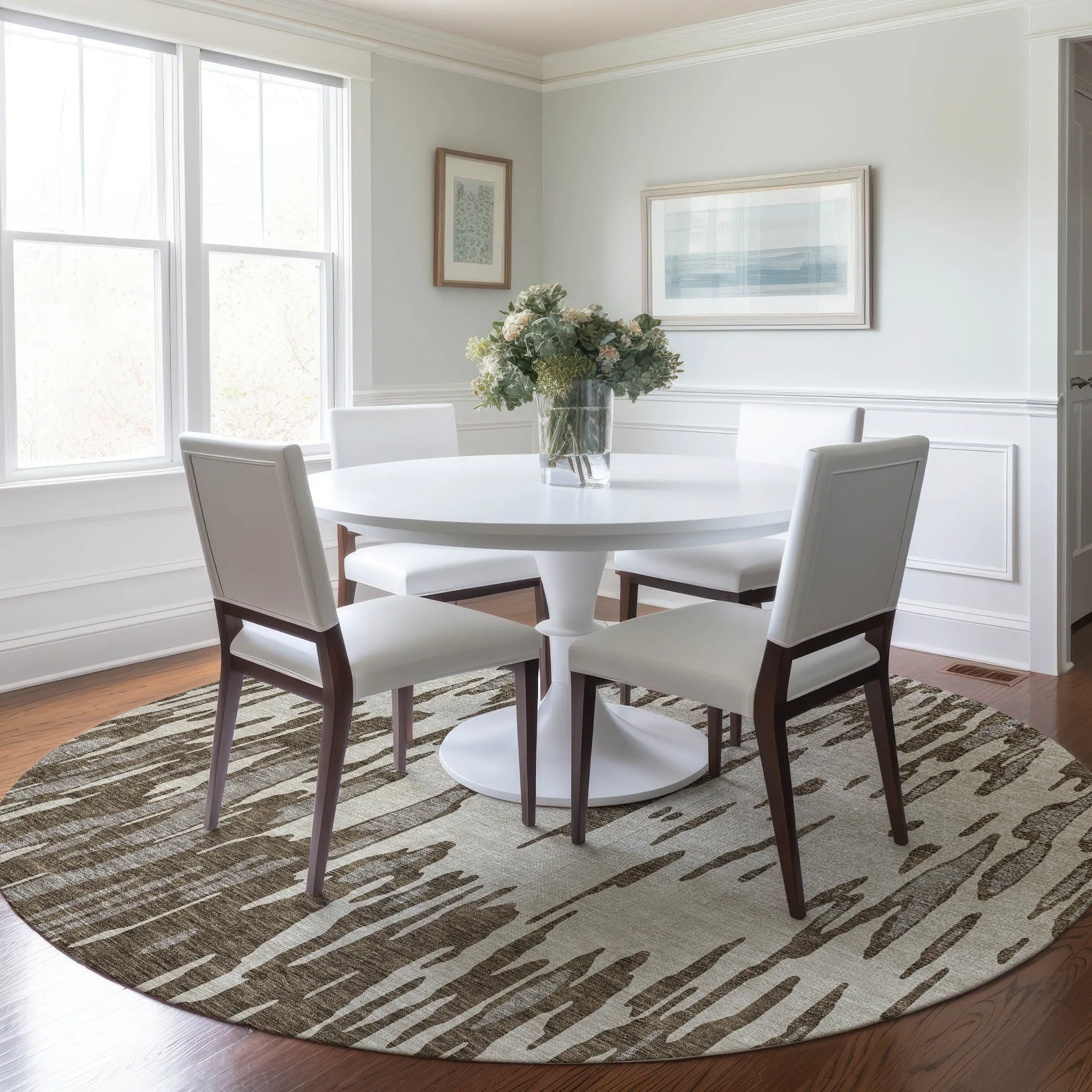 Machine Washable Indoor/ Outdoor Abstract Chantille Rug