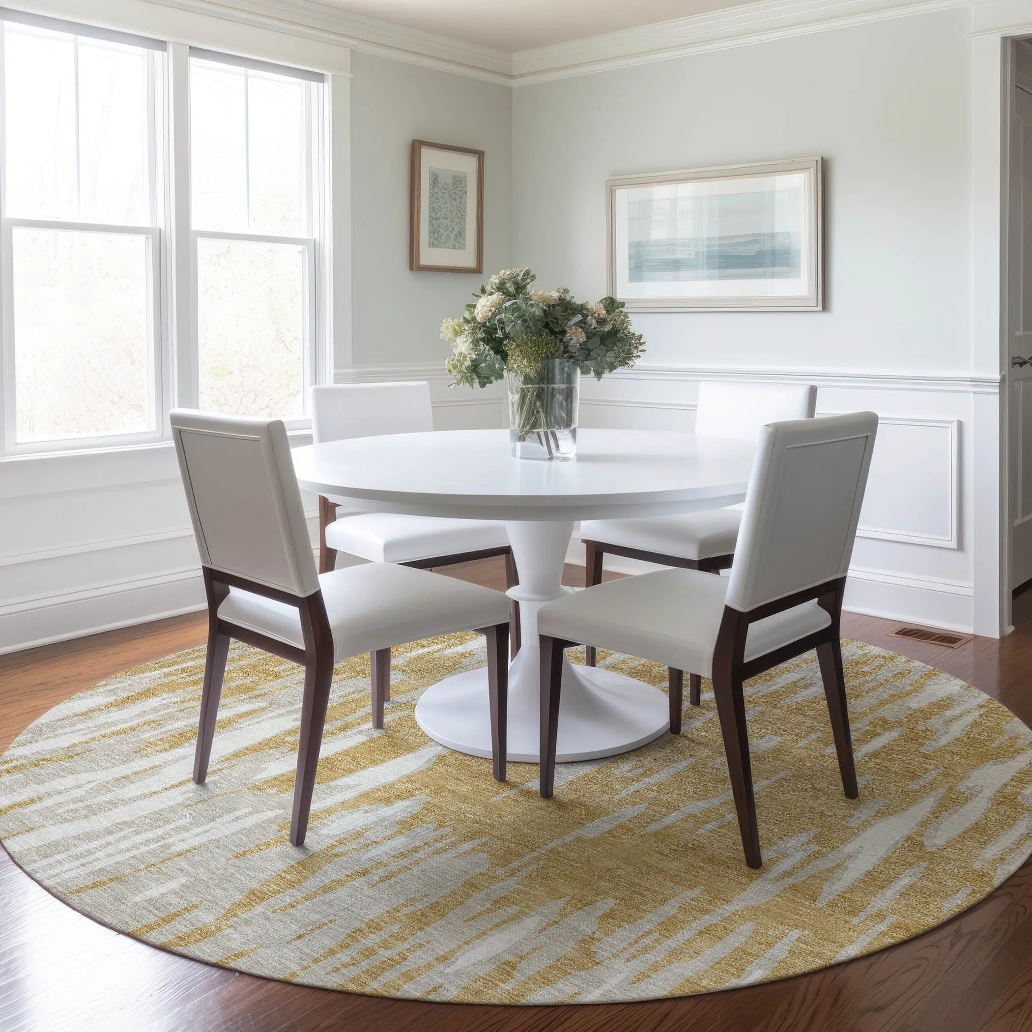Machine Washable Indoor/ Outdoor Abstract Chantille Rug