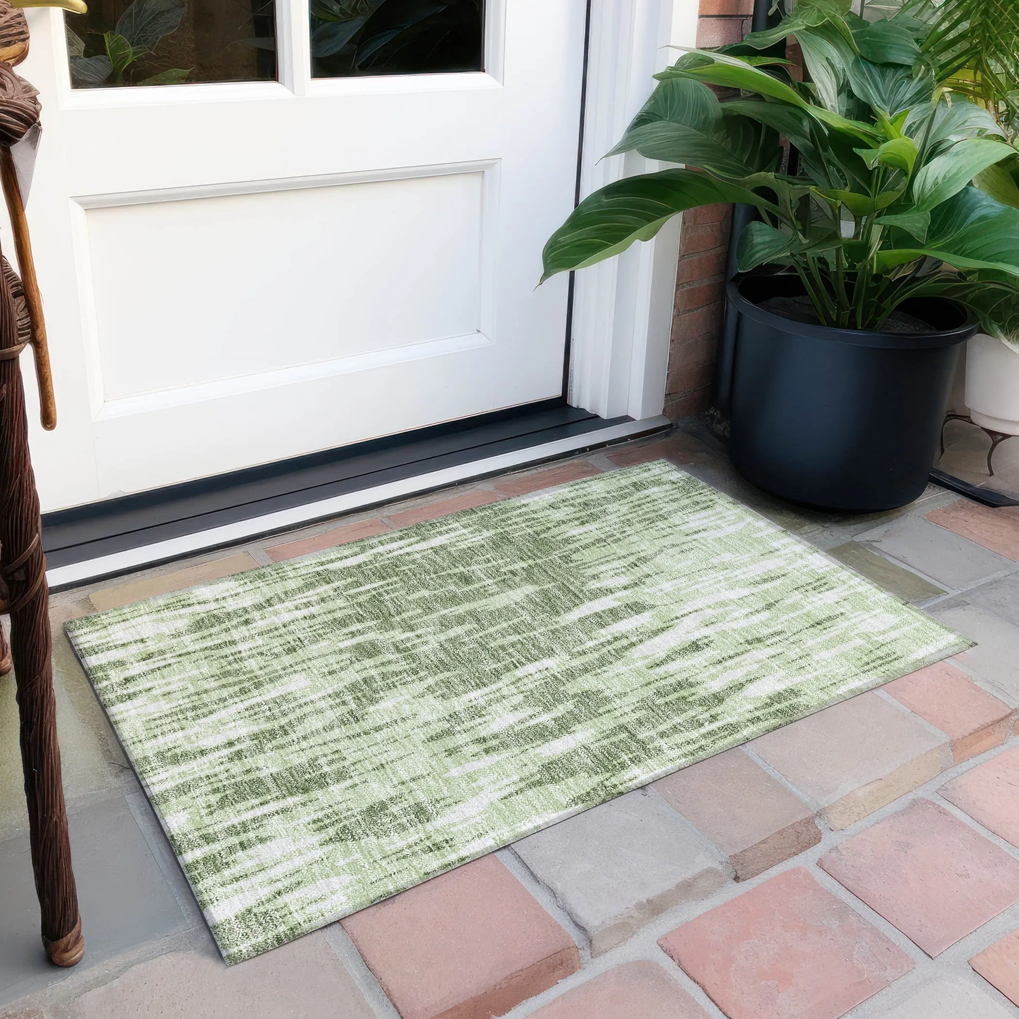Machine Washable Indoor/ Outdoor Abstract Chantille Rug