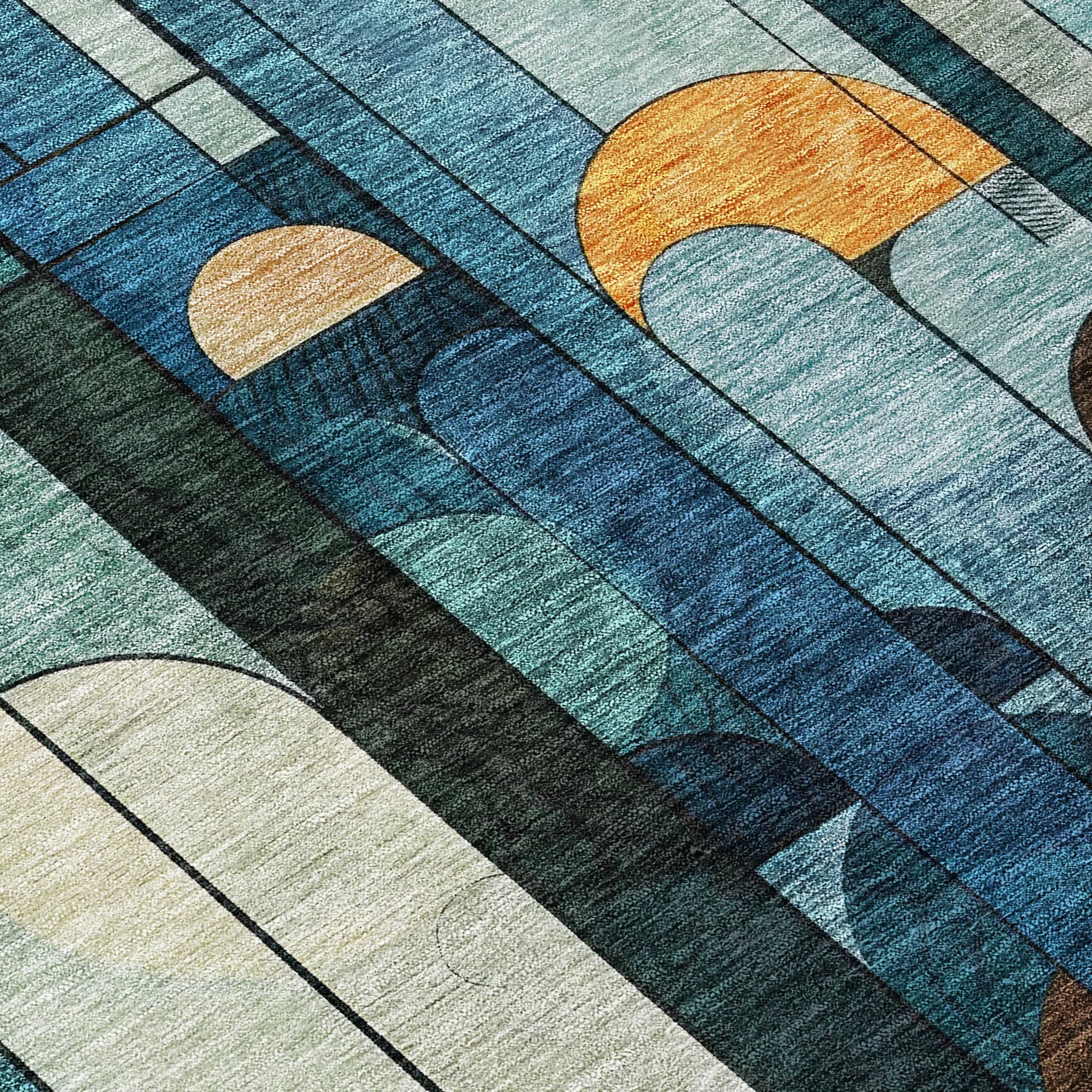 Machine Washable Indoor/ Outdoor Abstract Deco Chantille Rug