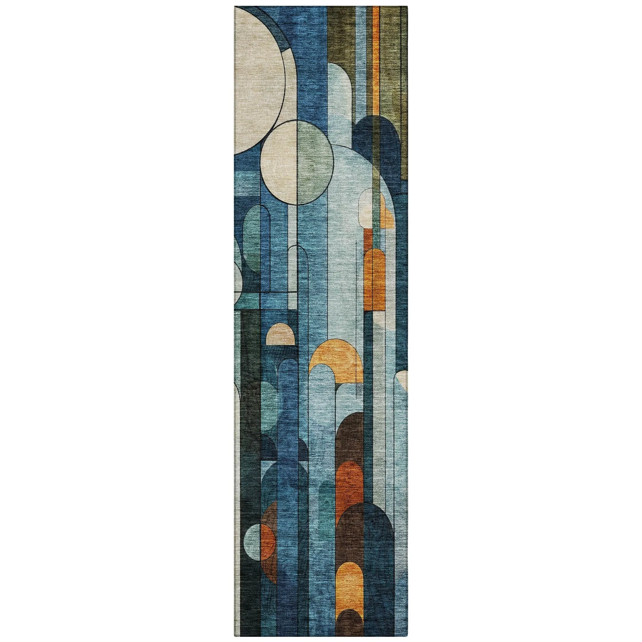 Machine Washable Indoor/ Outdoor Abstract Deco Chantille Rug