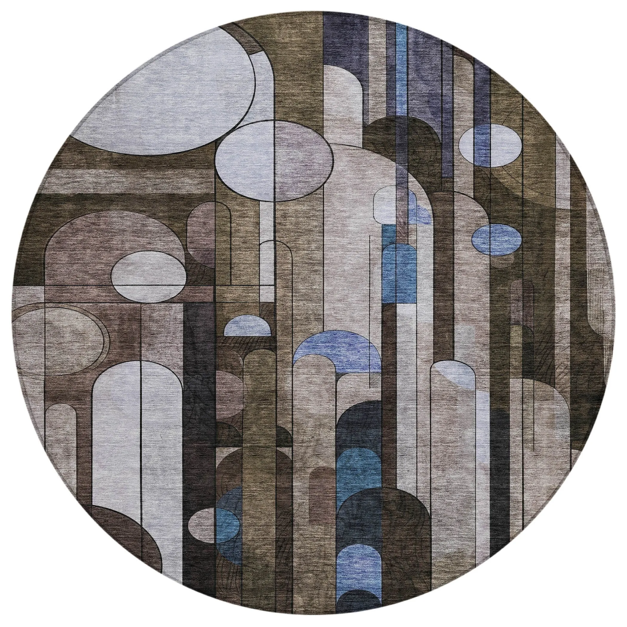 Machine Washable Indoor/ Outdoor Abstract Deco Chantille Rug
