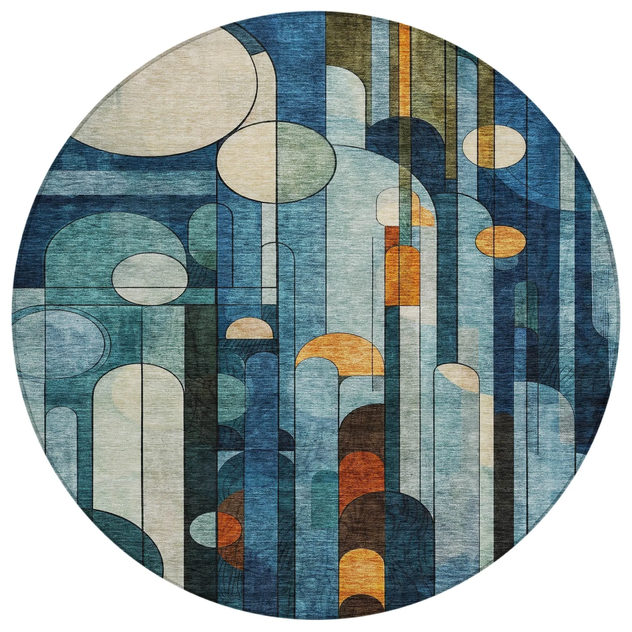 Machine Washable Indoor/ Outdoor Abstract Deco Chantille Rug