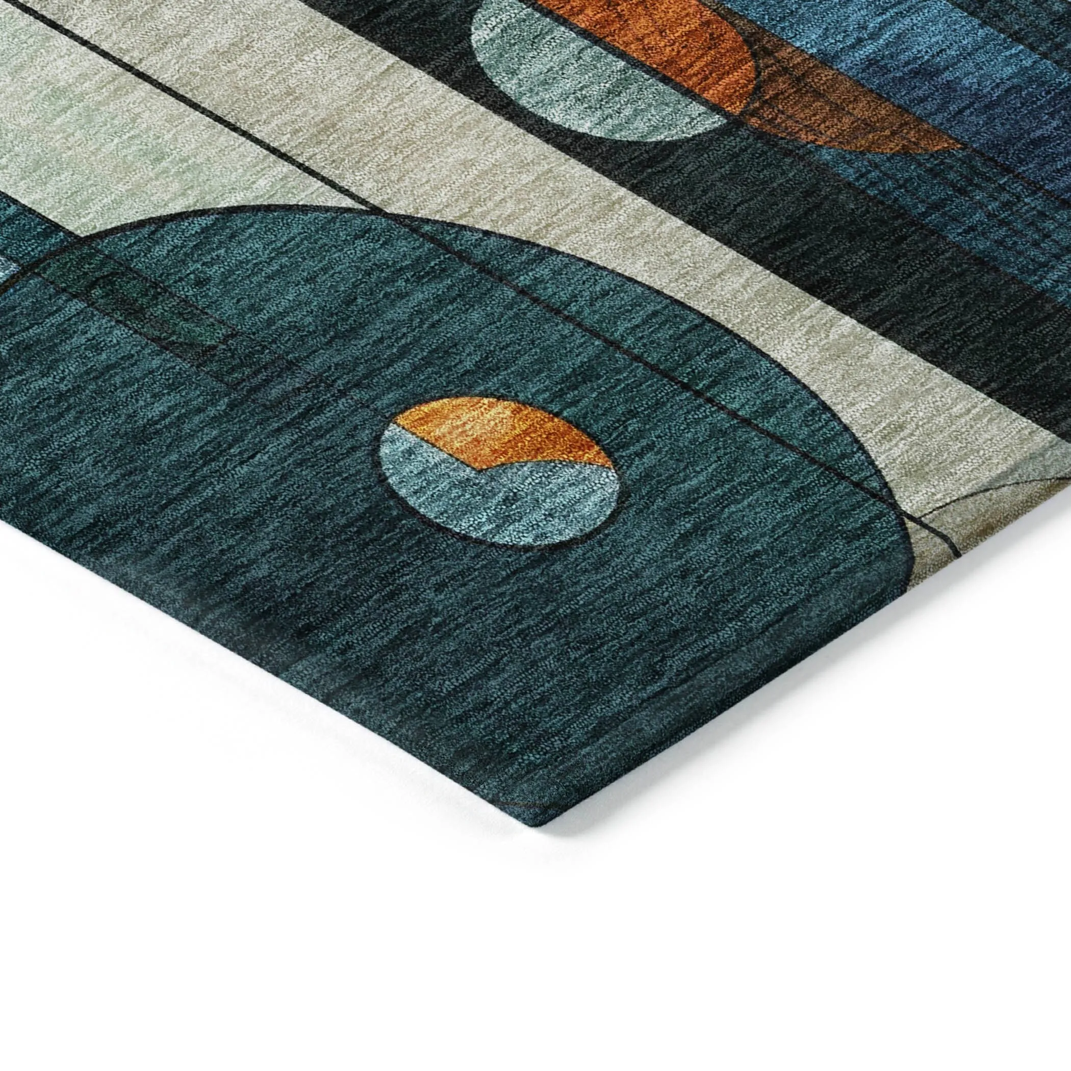 Machine Washable Indoor/ Outdoor Abstract Deco Chantille Rug