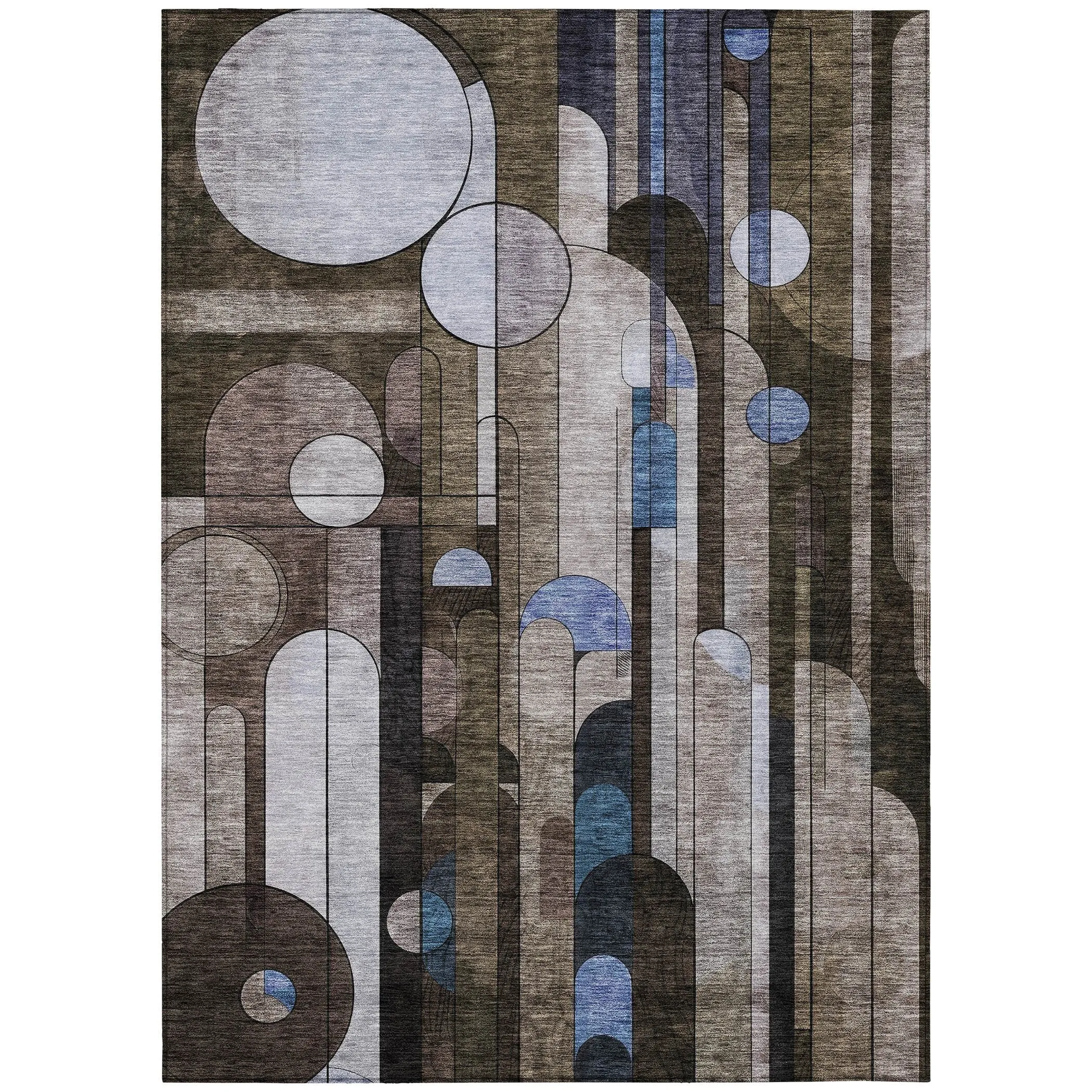 Machine Washable Indoor/ Outdoor Abstract Deco Chantille Rug