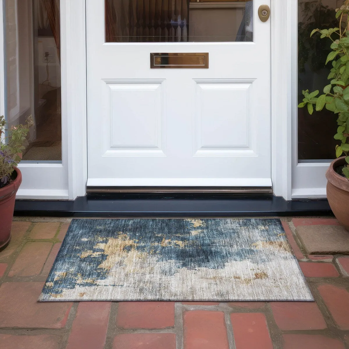 Machine Washable Indoor/ Outdoor Abstract Modern Chantille Rug
