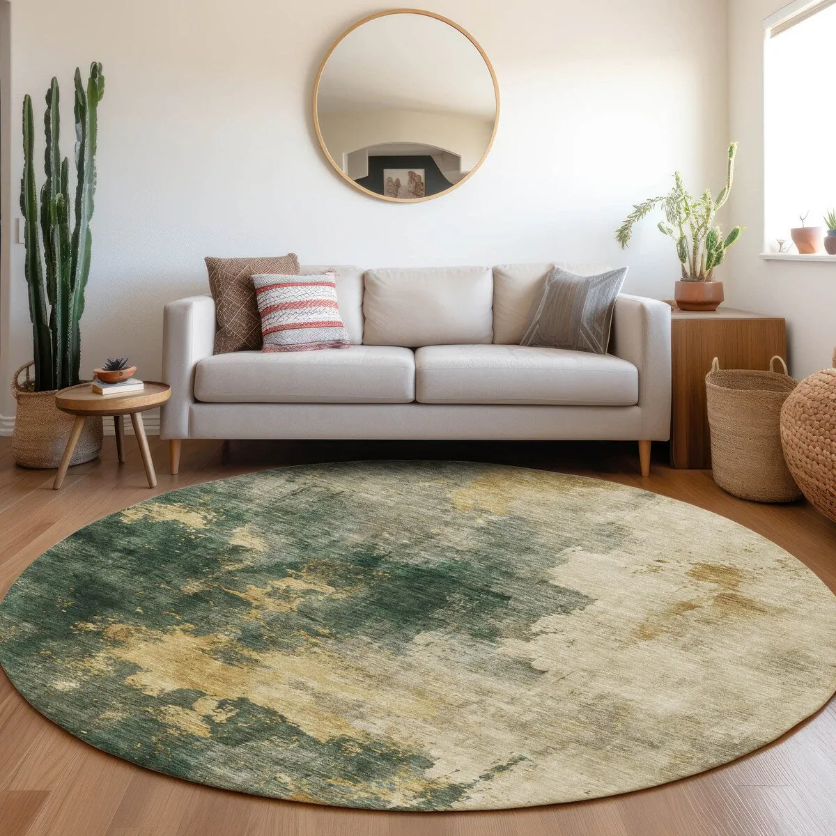 Machine Washable Indoor/ Outdoor Abstract Modern Chantille Rug