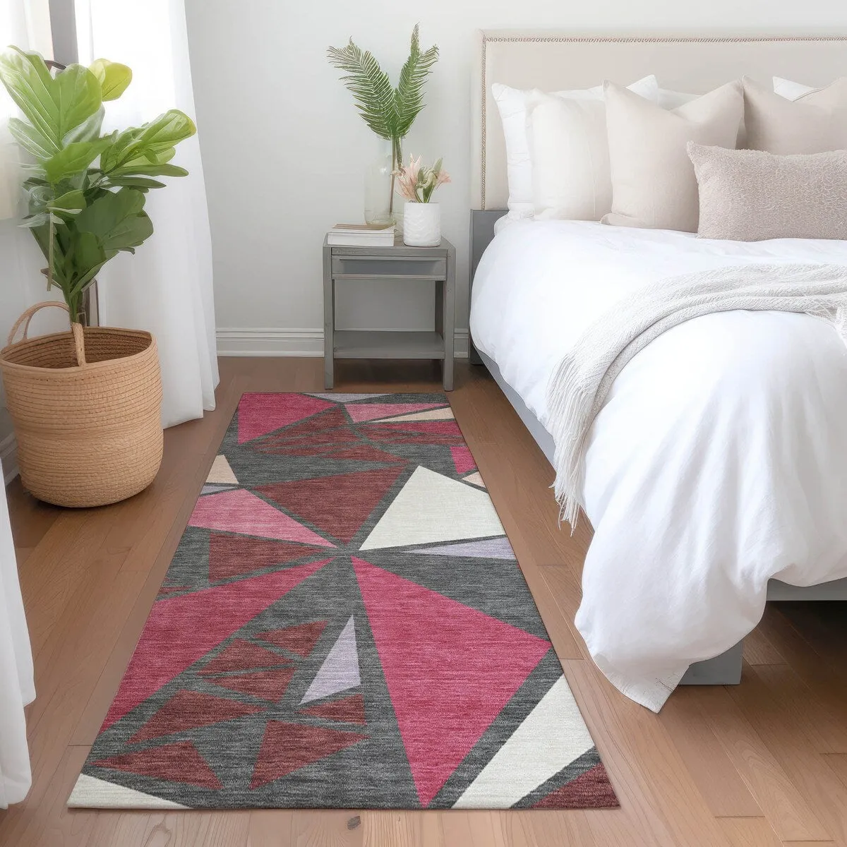 Machine Washable Indoor/ Outdoor Abstract Mosaic Chantille Rug