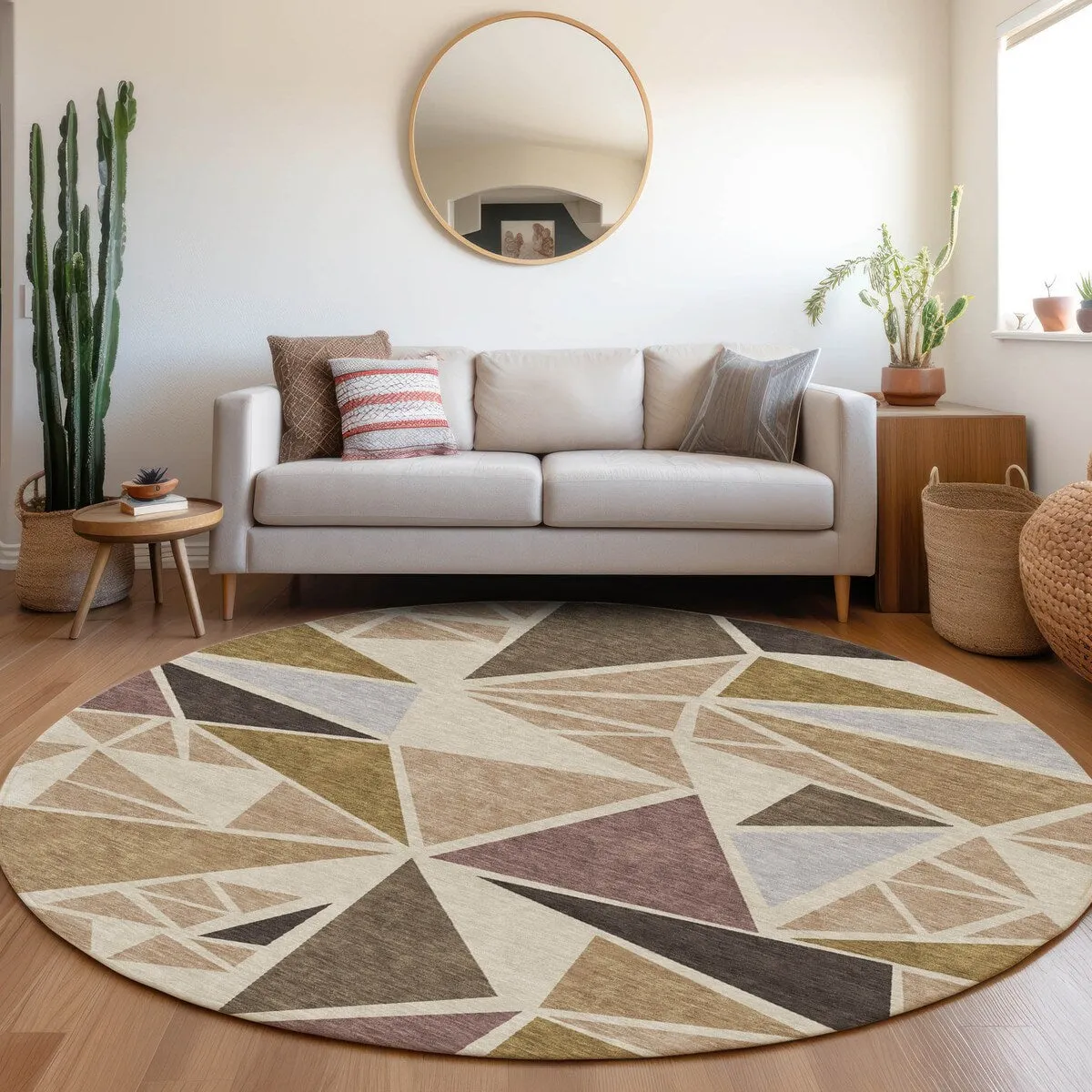 Machine Washable Indoor/ Outdoor Abstract Mosaic Chantille Rug
