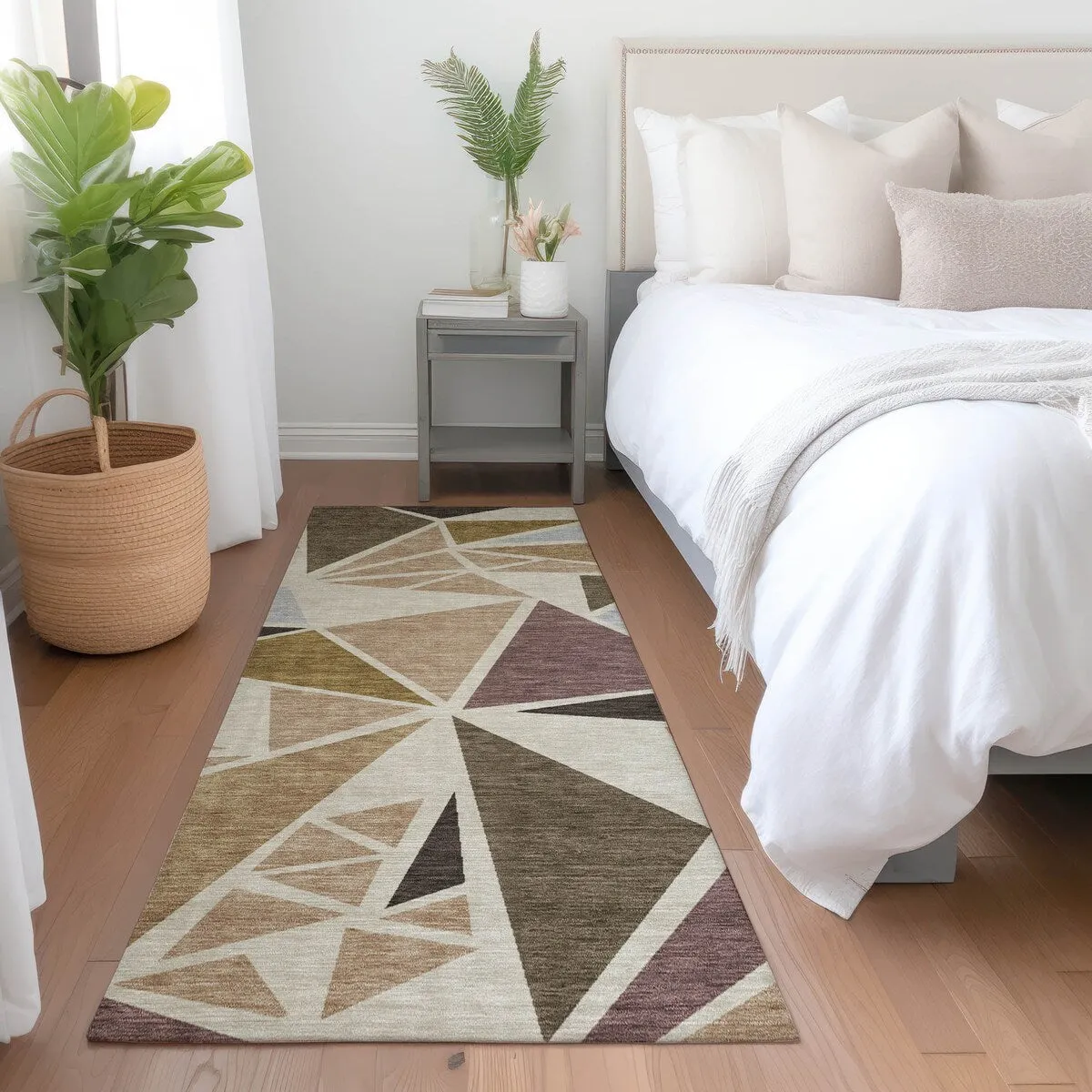 Machine Washable Indoor/ Outdoor Abstract Mosaic Chantille Rug