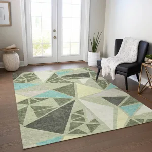 Machine Washable Indoor/ Outdoor Abstract Mosaic Chantille Rug