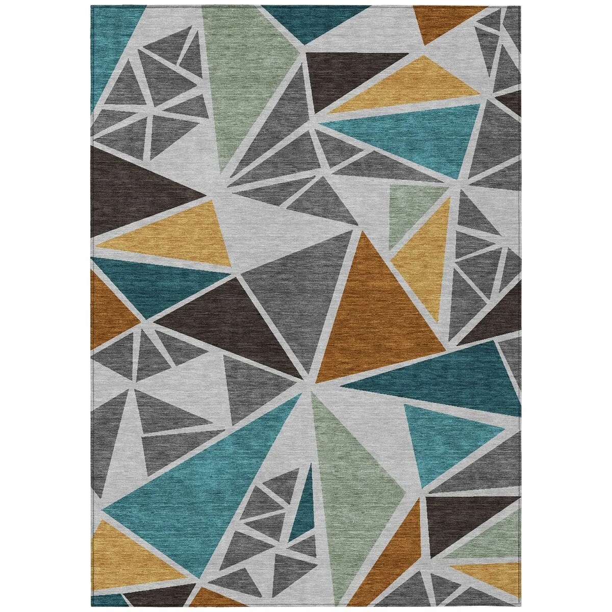 Machine Washable Indoor/ Outdoor Abstract Mosaic Chantille Rug