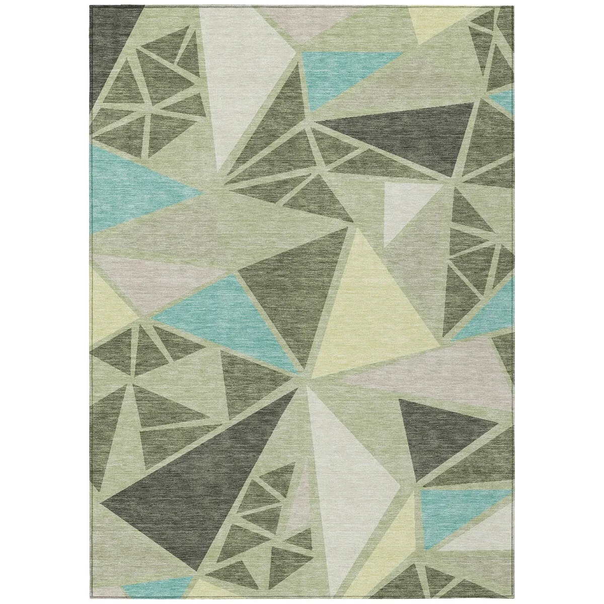 Machine Washable Indoor/ Outdoor Abstract Mosaic Chantille Rug