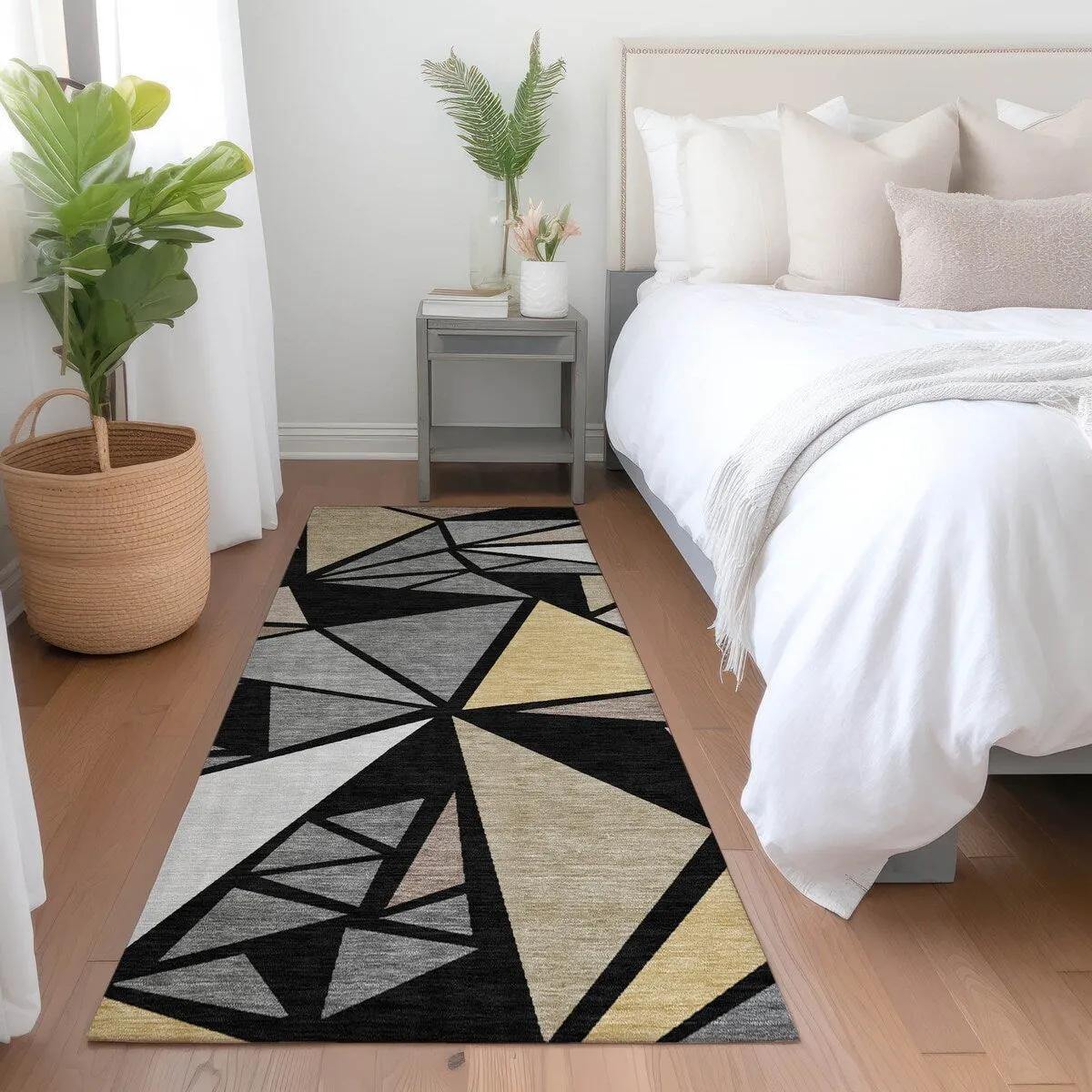 Machine Washable Indoor/ Outdoor Abstract Mosaic Chantille Rug