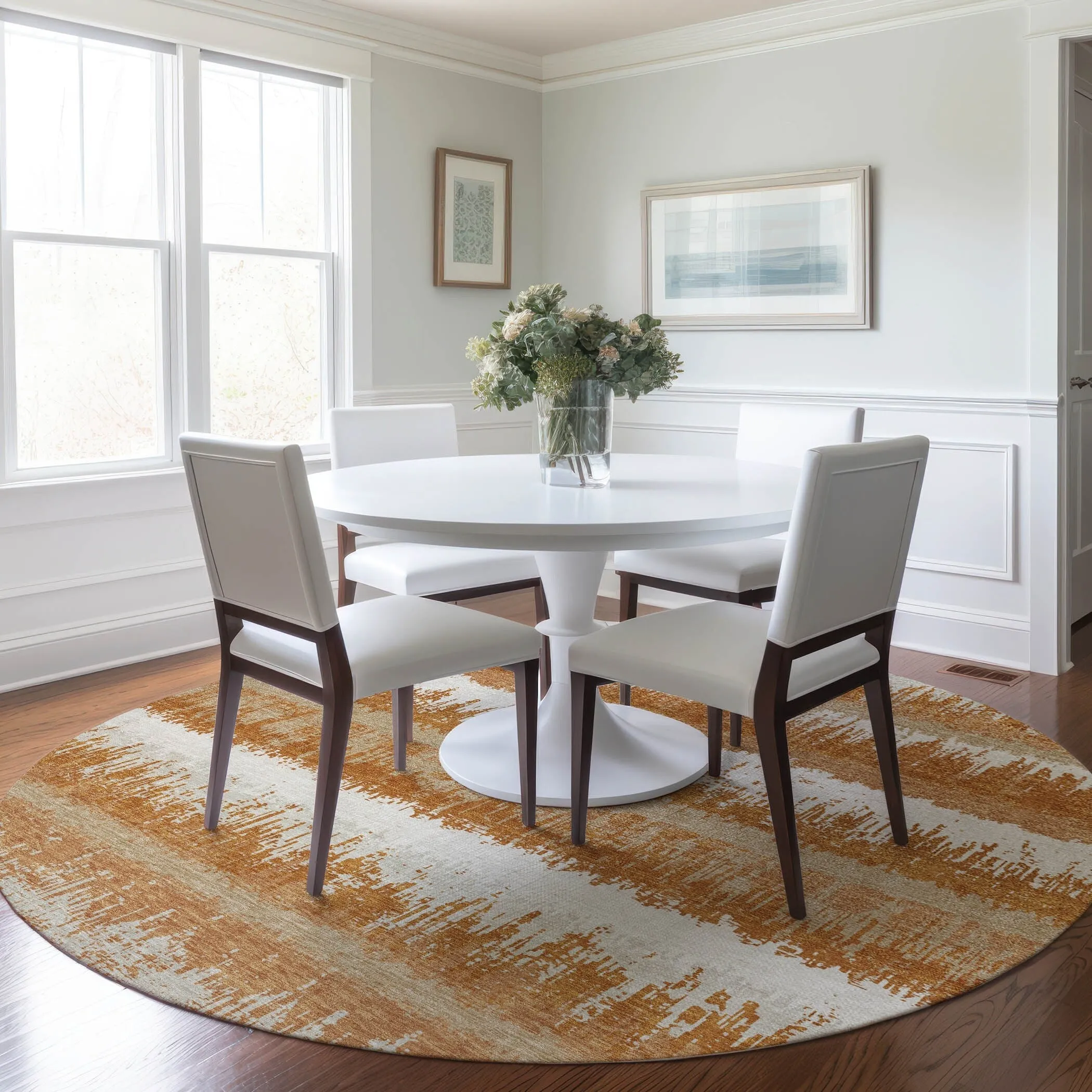Machine Washable Indoor/ Outdoor Abstract Ombre Chantille Rug