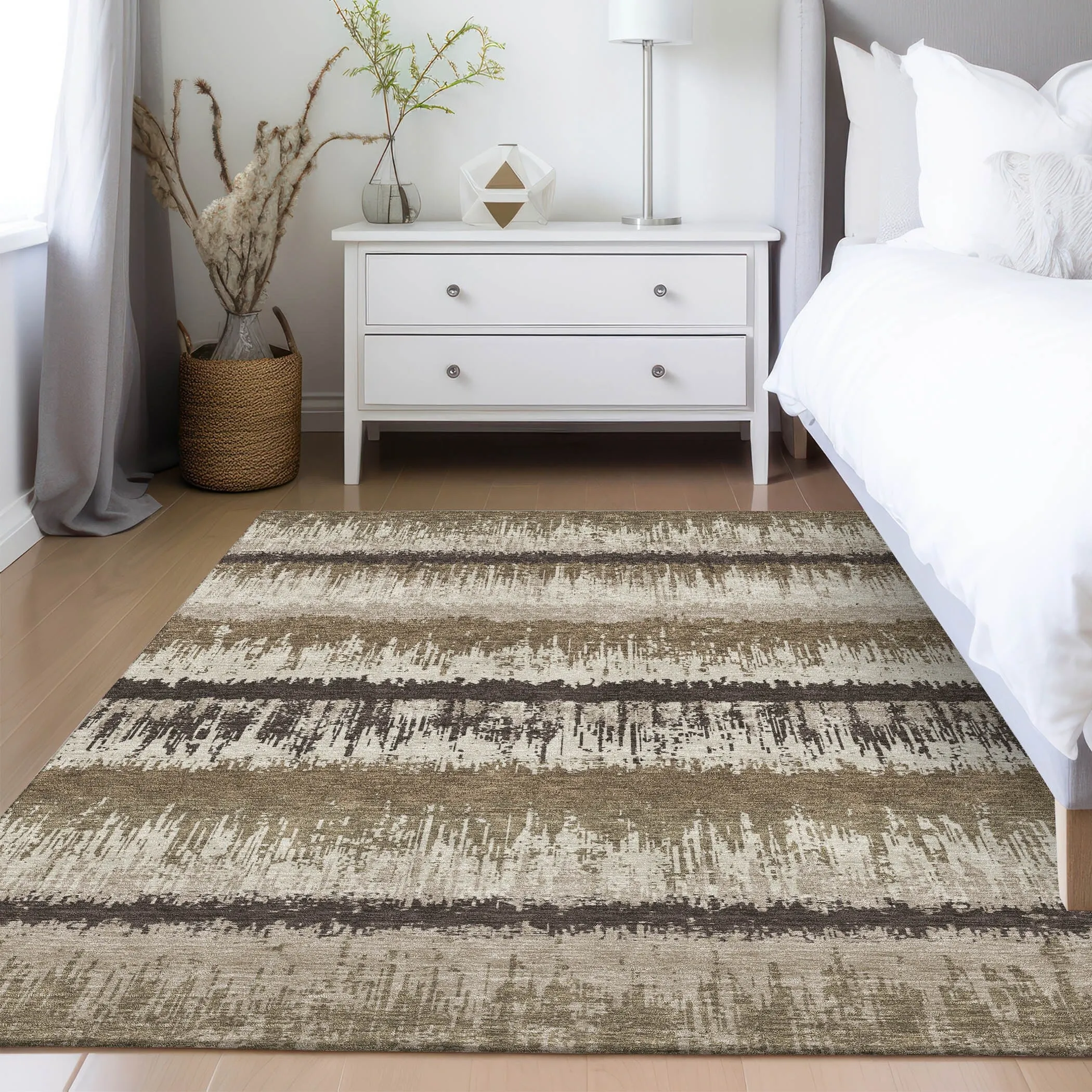 Machine Washable Indoor/ Outdoor Abstract Ombre Chantille Rug