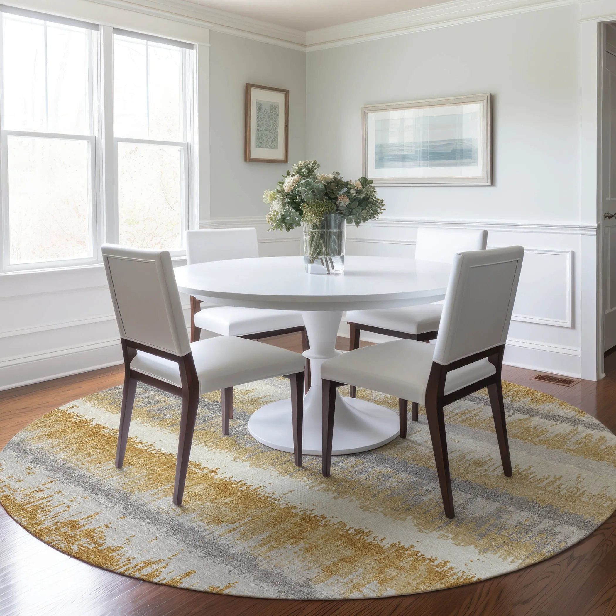 Machine Washable Indoor/ Outdoor Abstract Ombre Chantille Rug