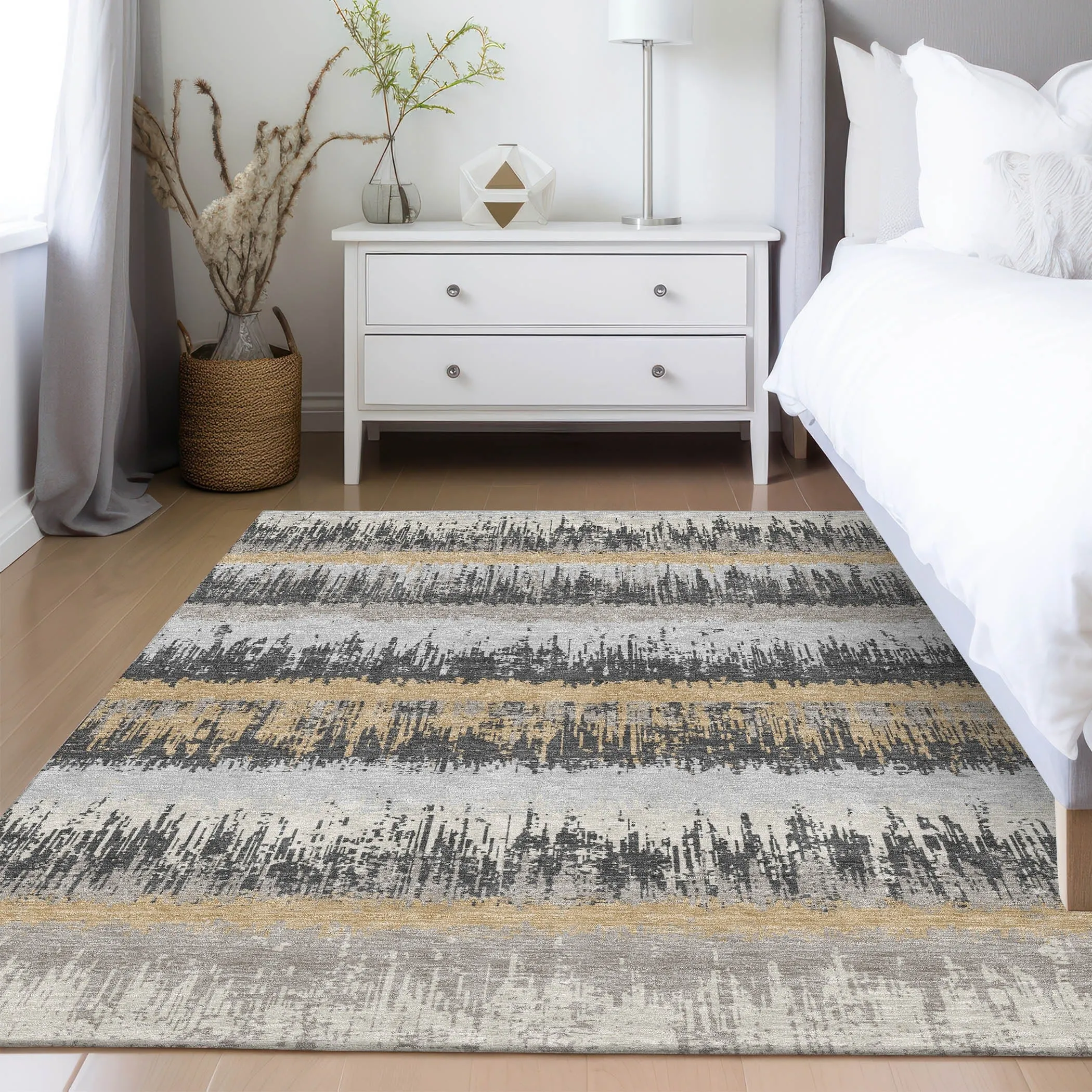 Machine Washable Indoor/ Outdoor Abstract Ombre Chantille Rug