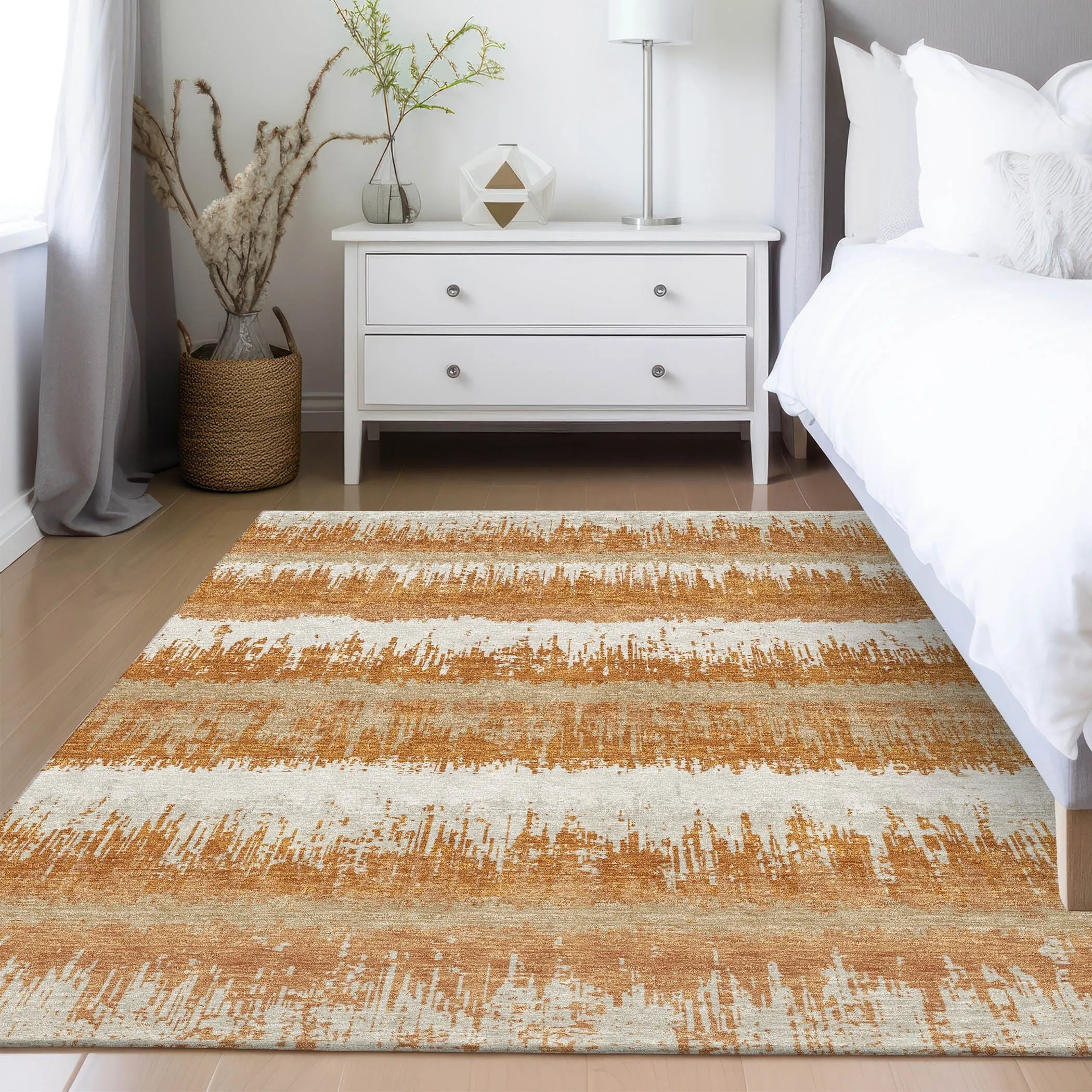 Machine Washable Indoor/ Outdoor Abstract Ombre Chantille Rug