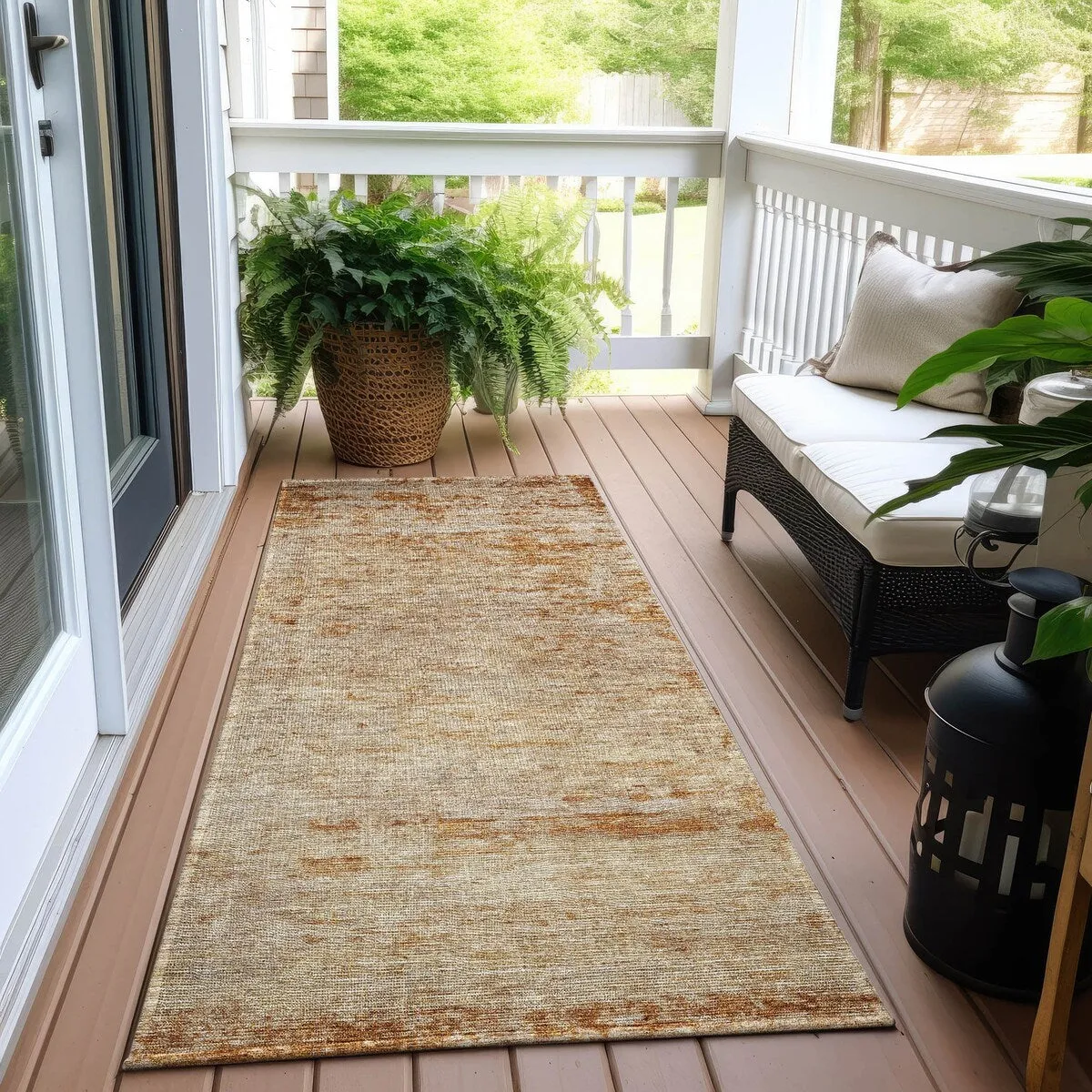 Machine Washable Indoor/ Outdoor Abstract Ombre Chantille Rug