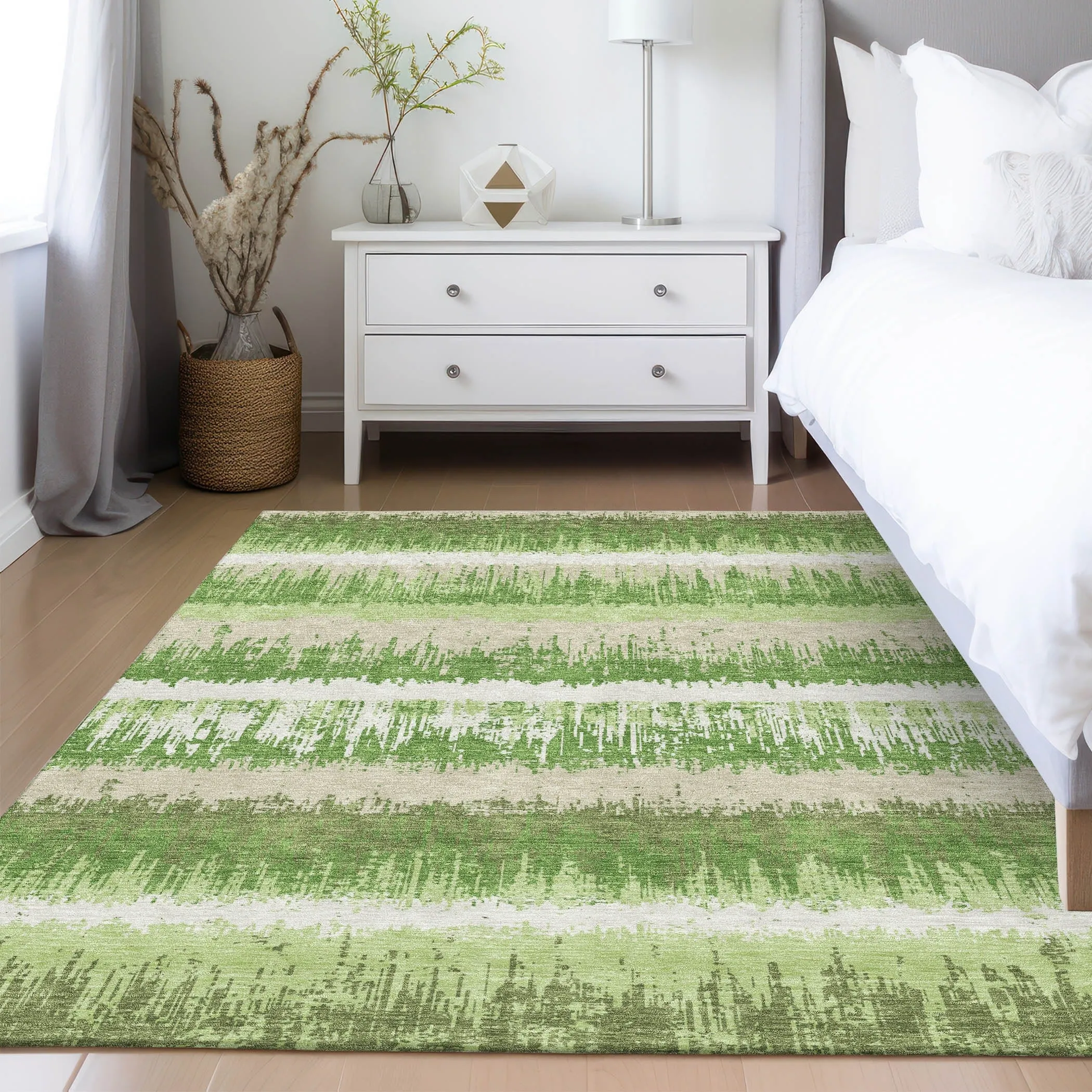 Machine Washable Indoor/ Outdoor Abstract Ombre Chantille Rug