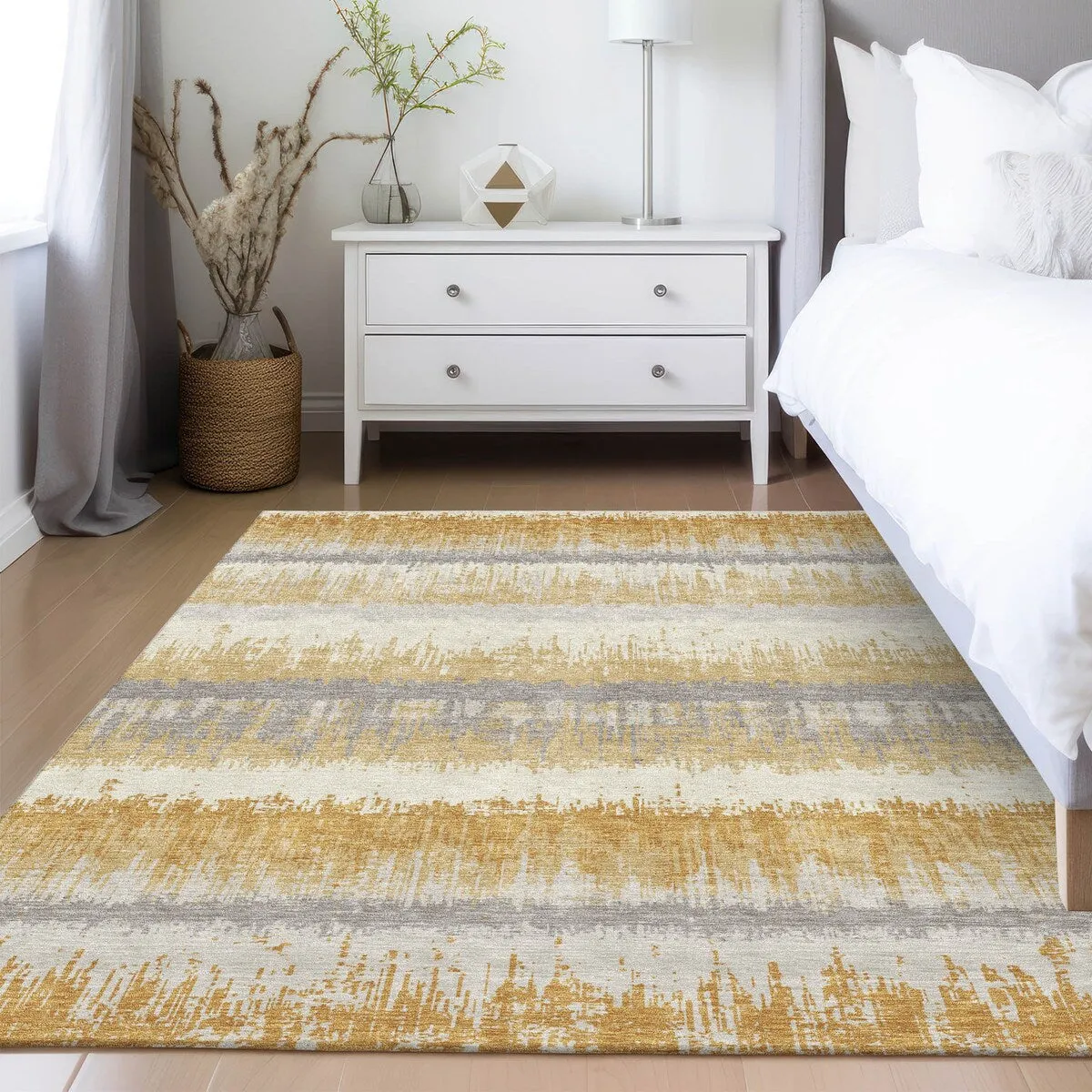 Machine Washable Indoor/ Outdoor Abstract Ombre Chantille Rug
