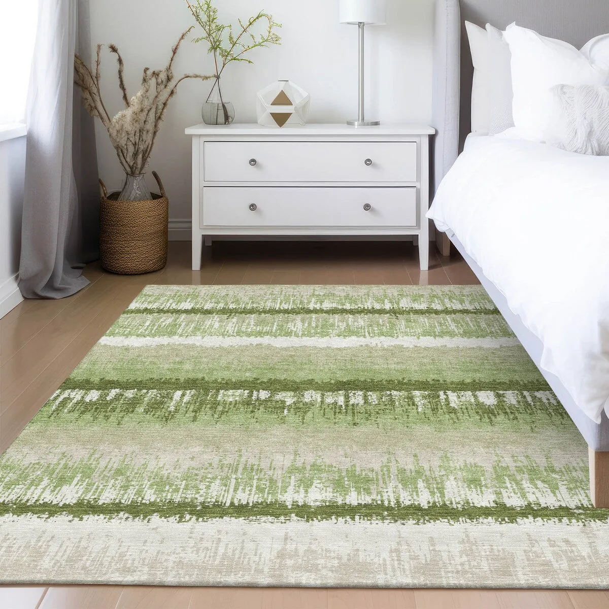 Machine Washable Indoor/ Outdoor Abstract Ombre Chantille Rug