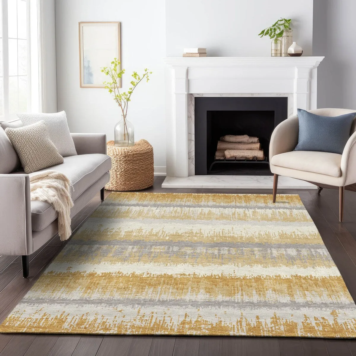 Machine Washable Indoor/ Outdoor Abstract Ombre Chantille Rug