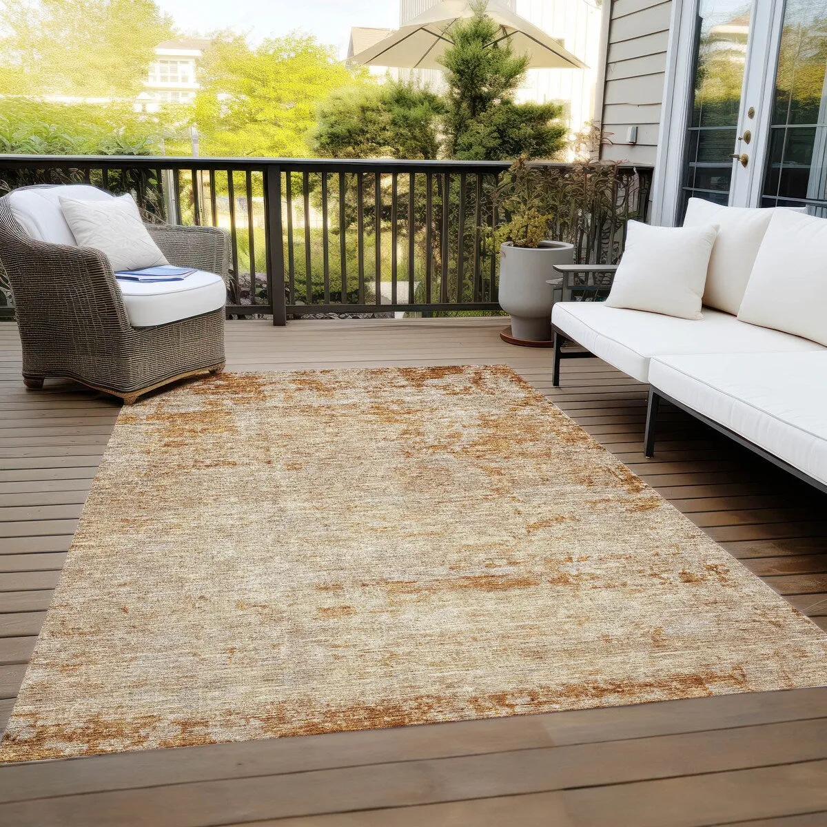Machine Washable Indoor/ Outdoor Abstract Ombre Chantille Rug