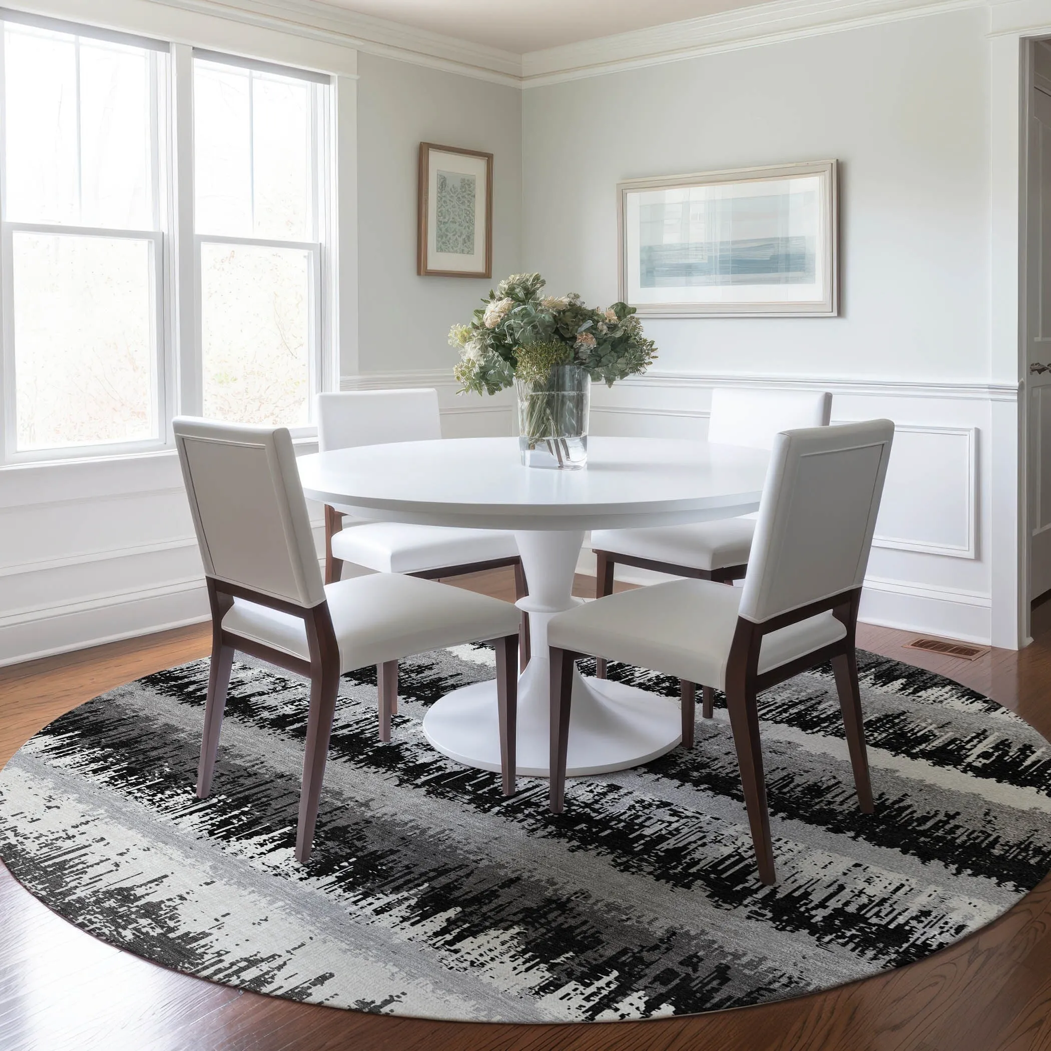 Machine Washable Indoor/ Outdoor Abstract Ombre Chantille Rug