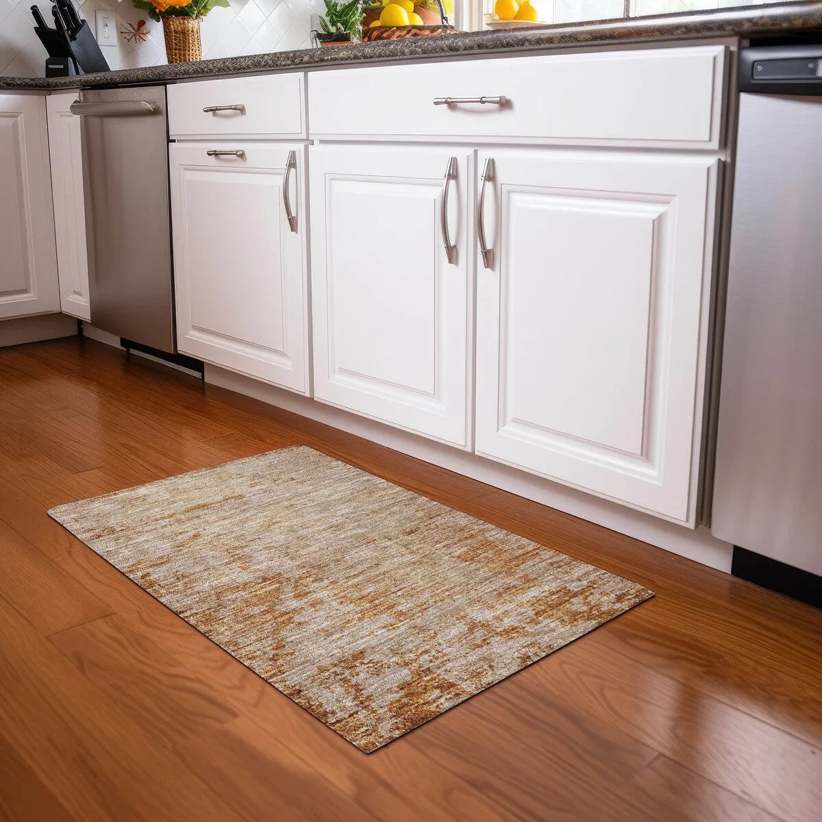 Machine Washable Indoor/ Outdoor Abstract Ombre Chantille Rug