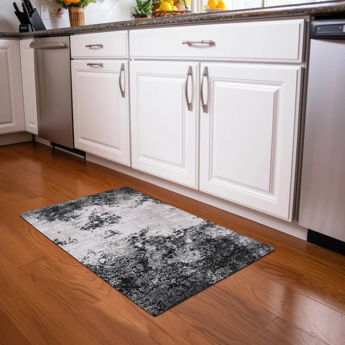 Machine Washable Indoor/ Outdoor Abstract Pixels Chantille Rug