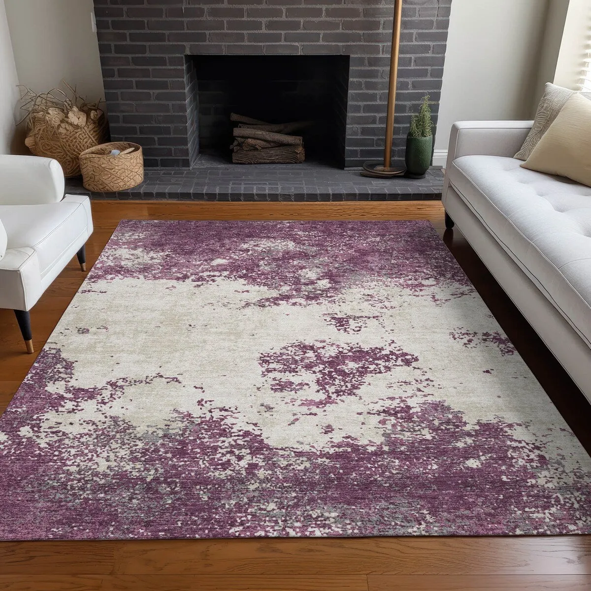 Machine Washable Indoor/ Outdoor Abstract Pixels Chantille Rug