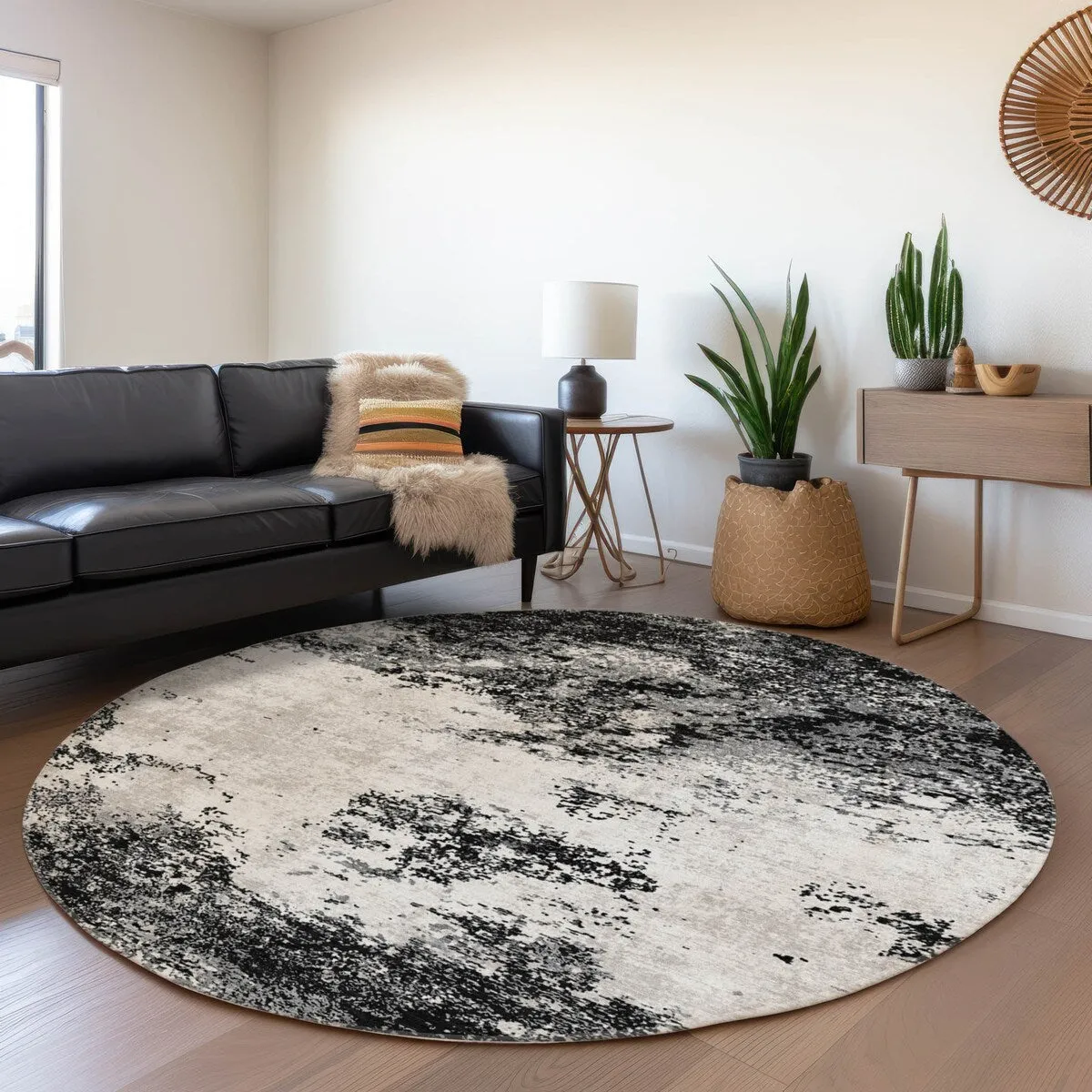 Machine Washable Indoor/ Outdoor Abstract Pixels Chantille Rug