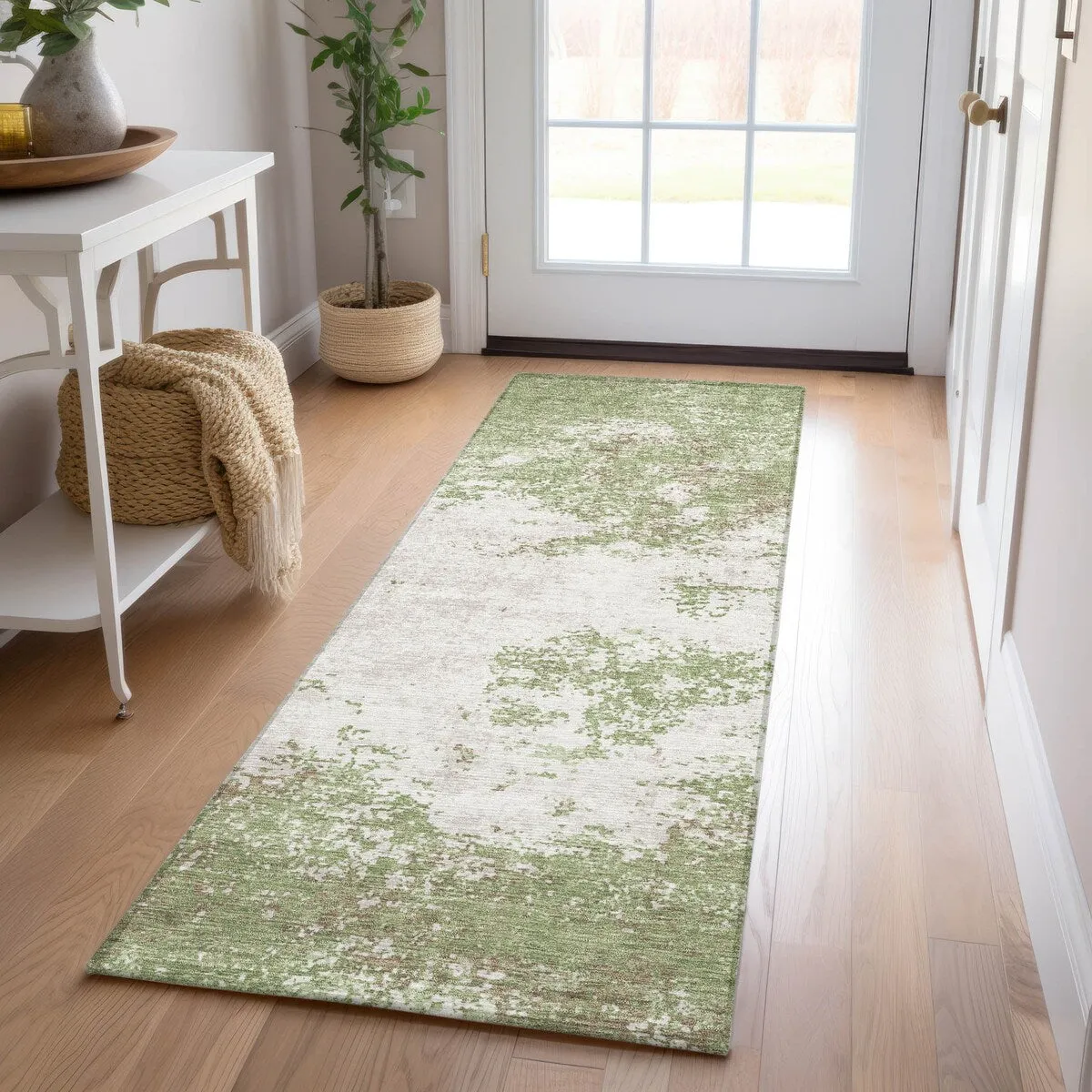 Machine Washable Indoor/ Outdoor Abstract Pixels Chantille Rug