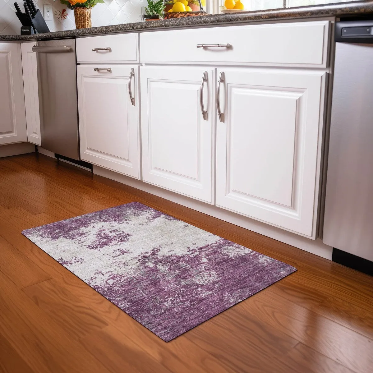 Machine Washable Indoor/ Outdoor Abstract Pixels Chantille Rug